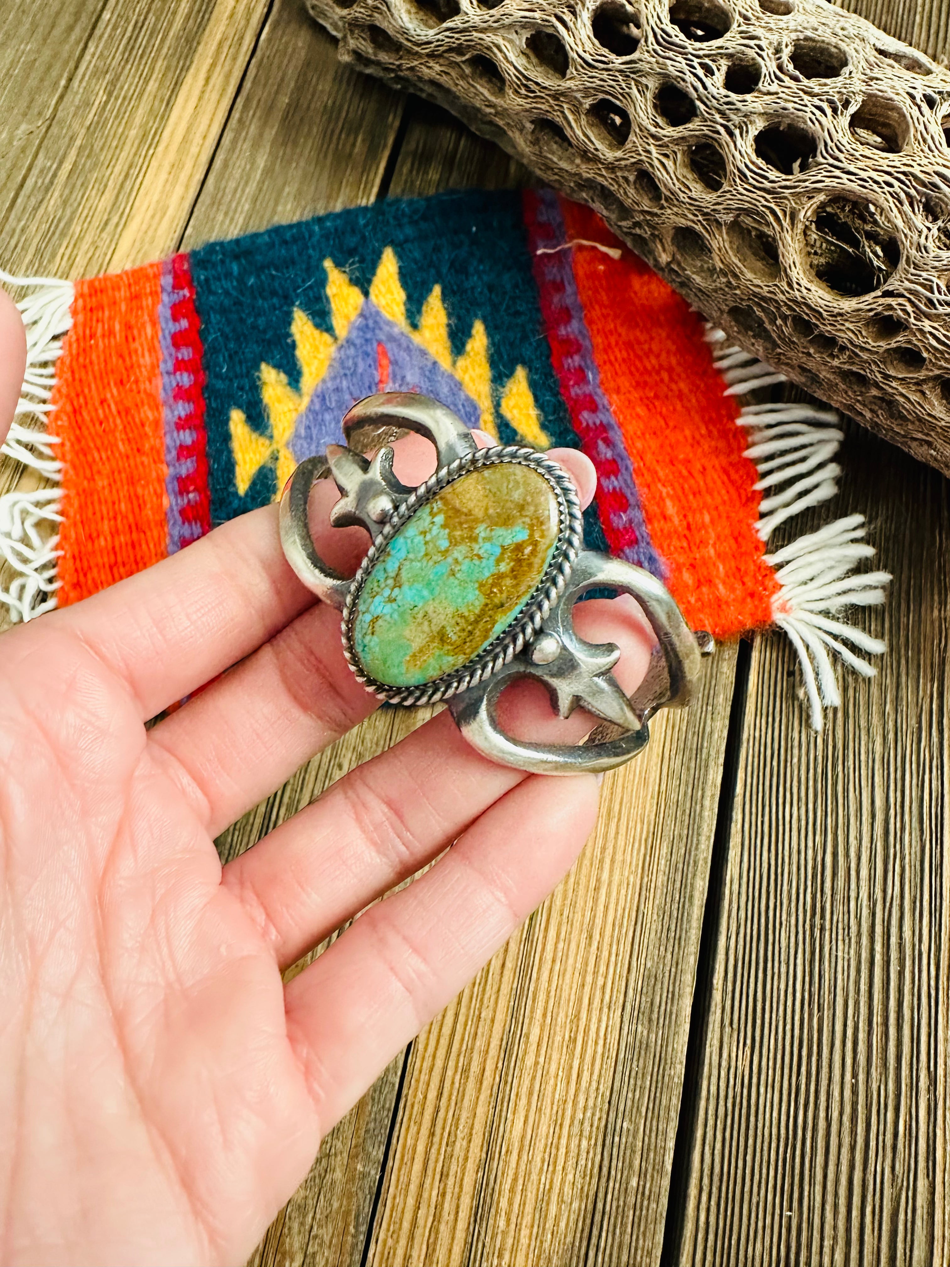 Navajo Old Pawn Royston Turquoise & Sterling Silver Cuff Bracelet