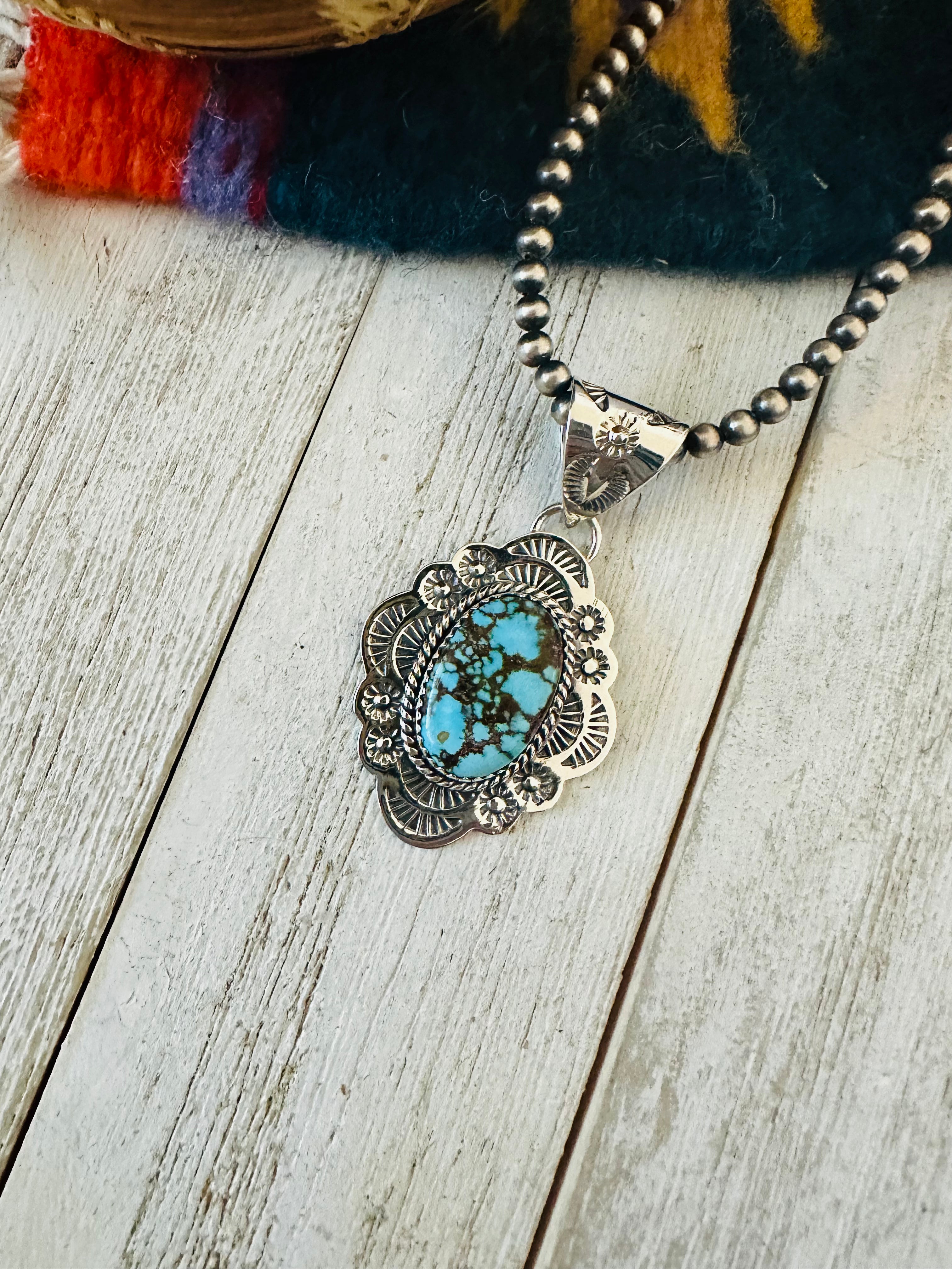 Handmade Sterling Silver & Kingman Turquoise Pendant