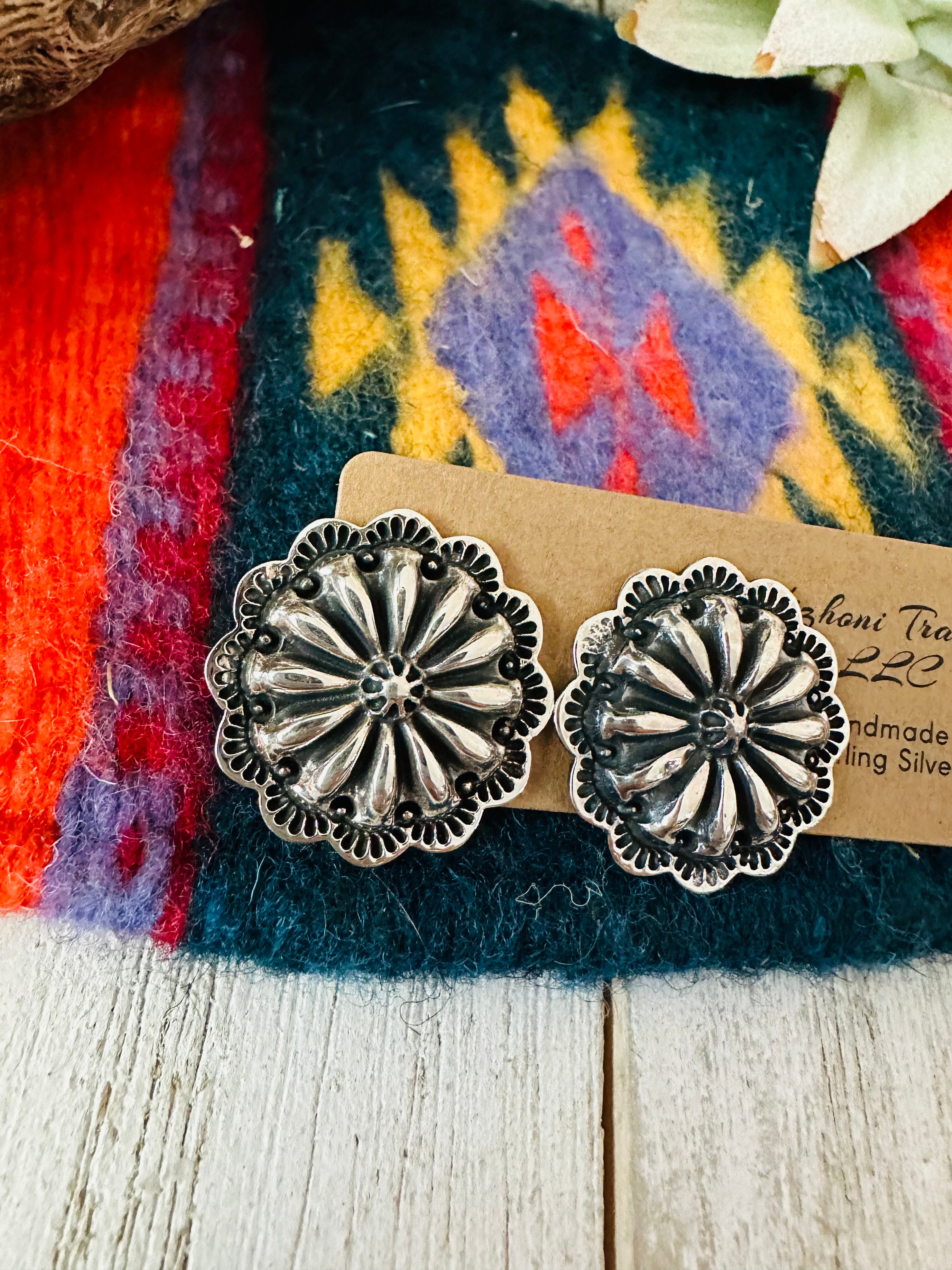 Handmade Sterling Silver Concho stud Earrings