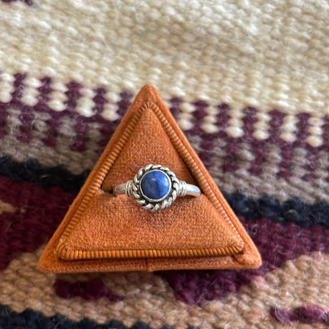 Navajo Lapis & Sterling Silver Twist Ring