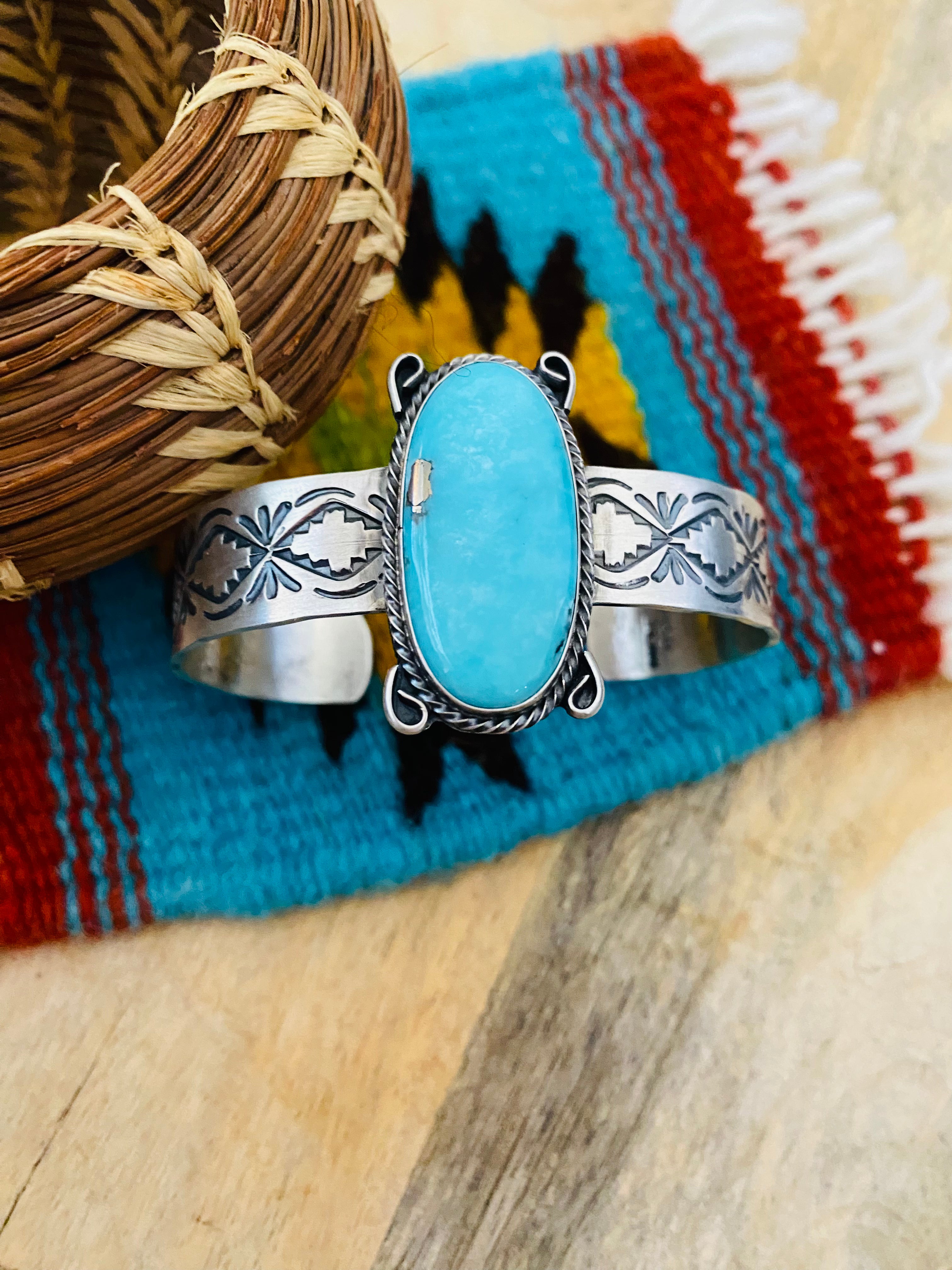 Navajo Sterling Silver & Turquoise Cuff Bracelet