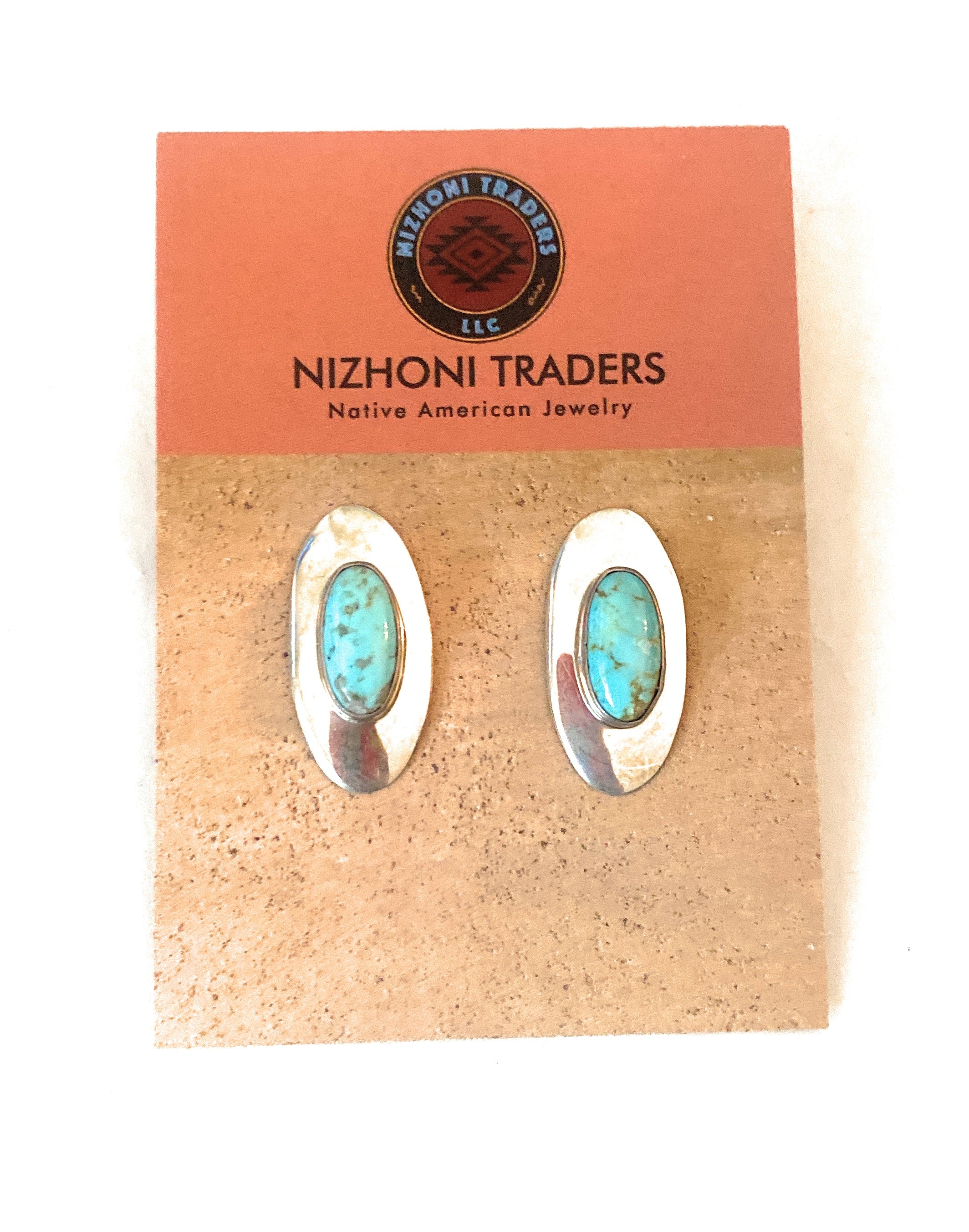 Navajo Sterling Silver & Turquoise Stud Earrings