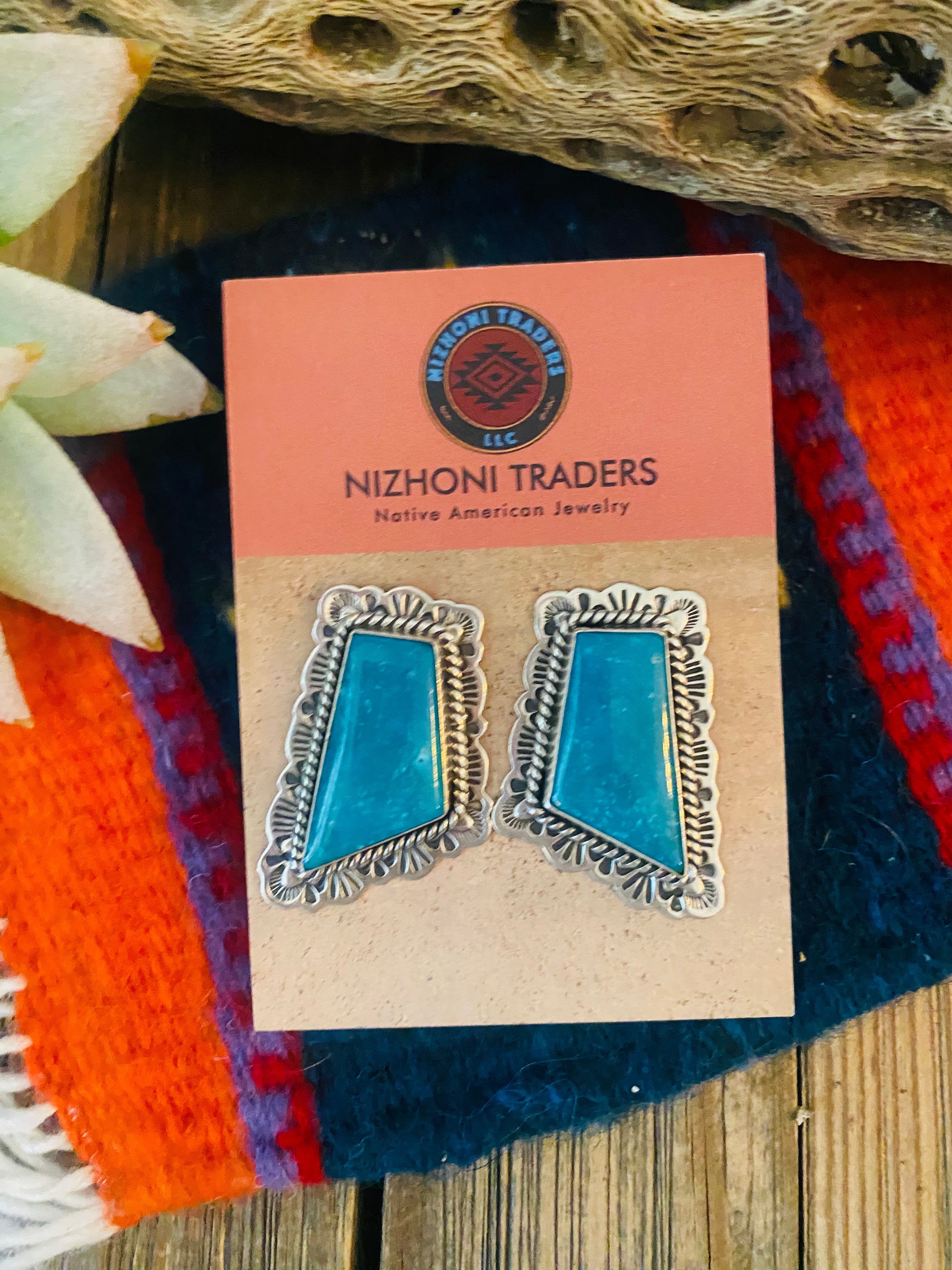 Navajo Sterling Silver & Turquoise Post Earrings