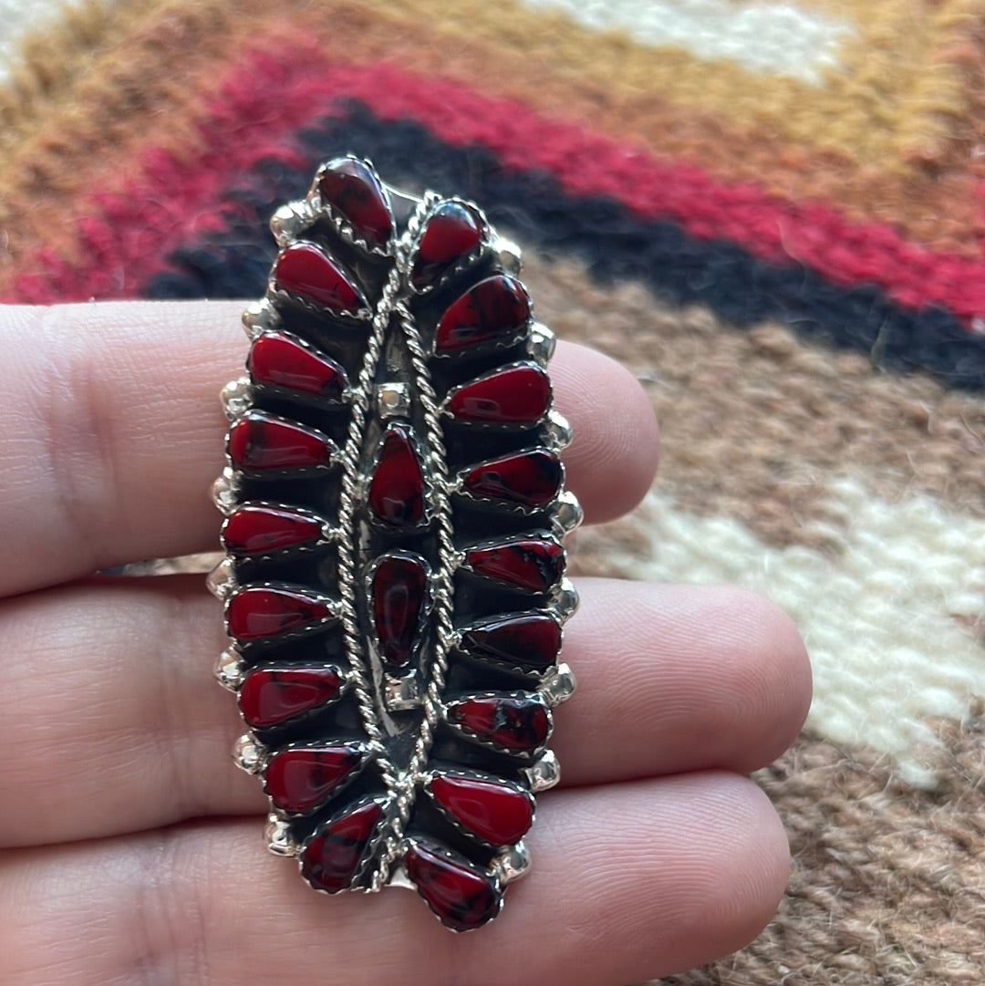 Navajo Sterling Silver & Red Mojave Cluster Ring