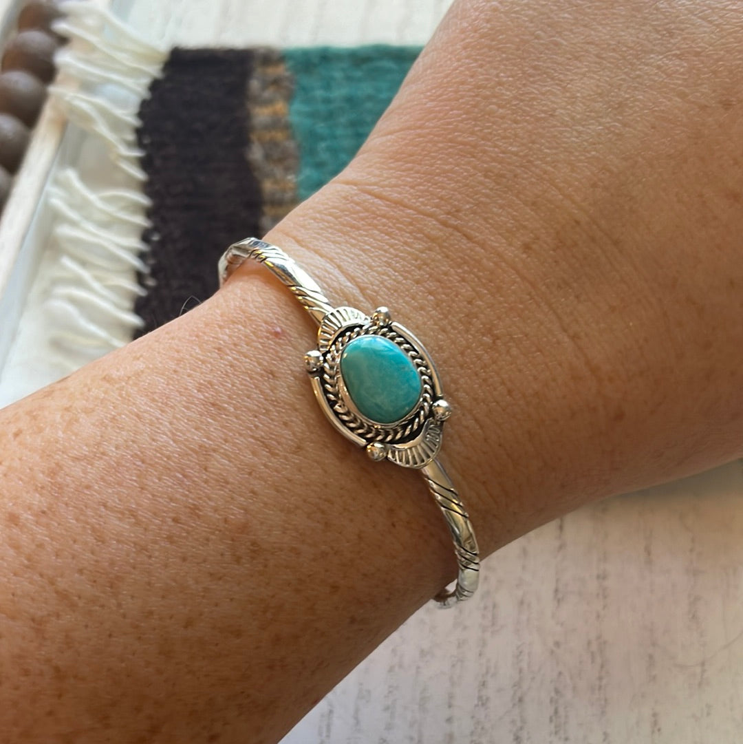 Navajo Adjustable Sterling & Turquoise Cuff Bracelet