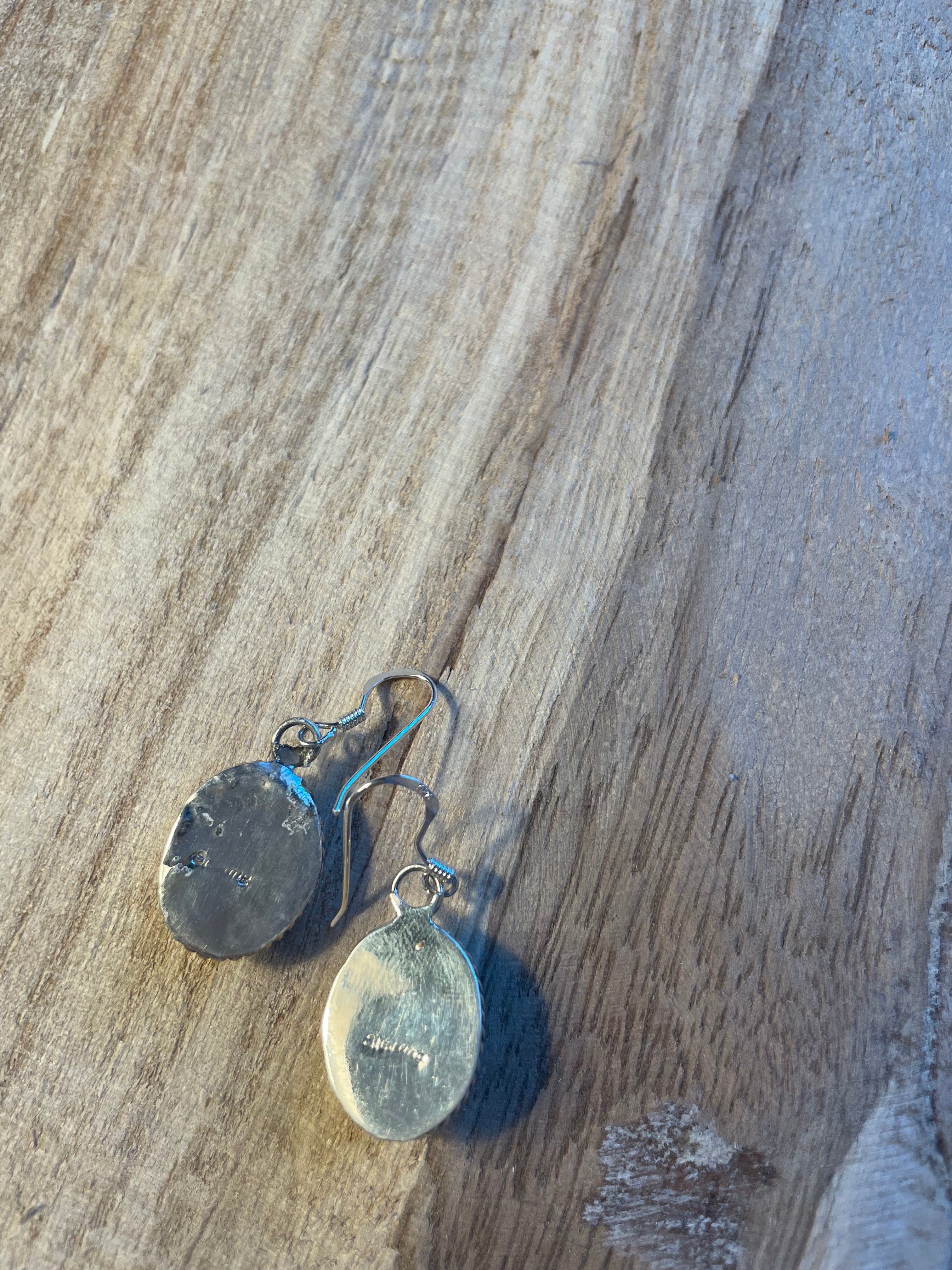 Navajo Orange Spiny & Sterling Silver Dangle Earrings