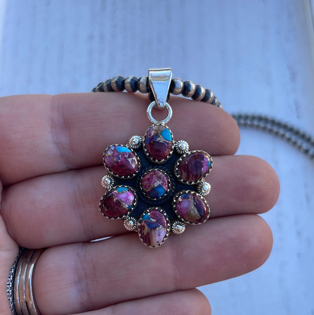 Handmade Sterling Silver & Purple Dream Flower Cluster Pendant