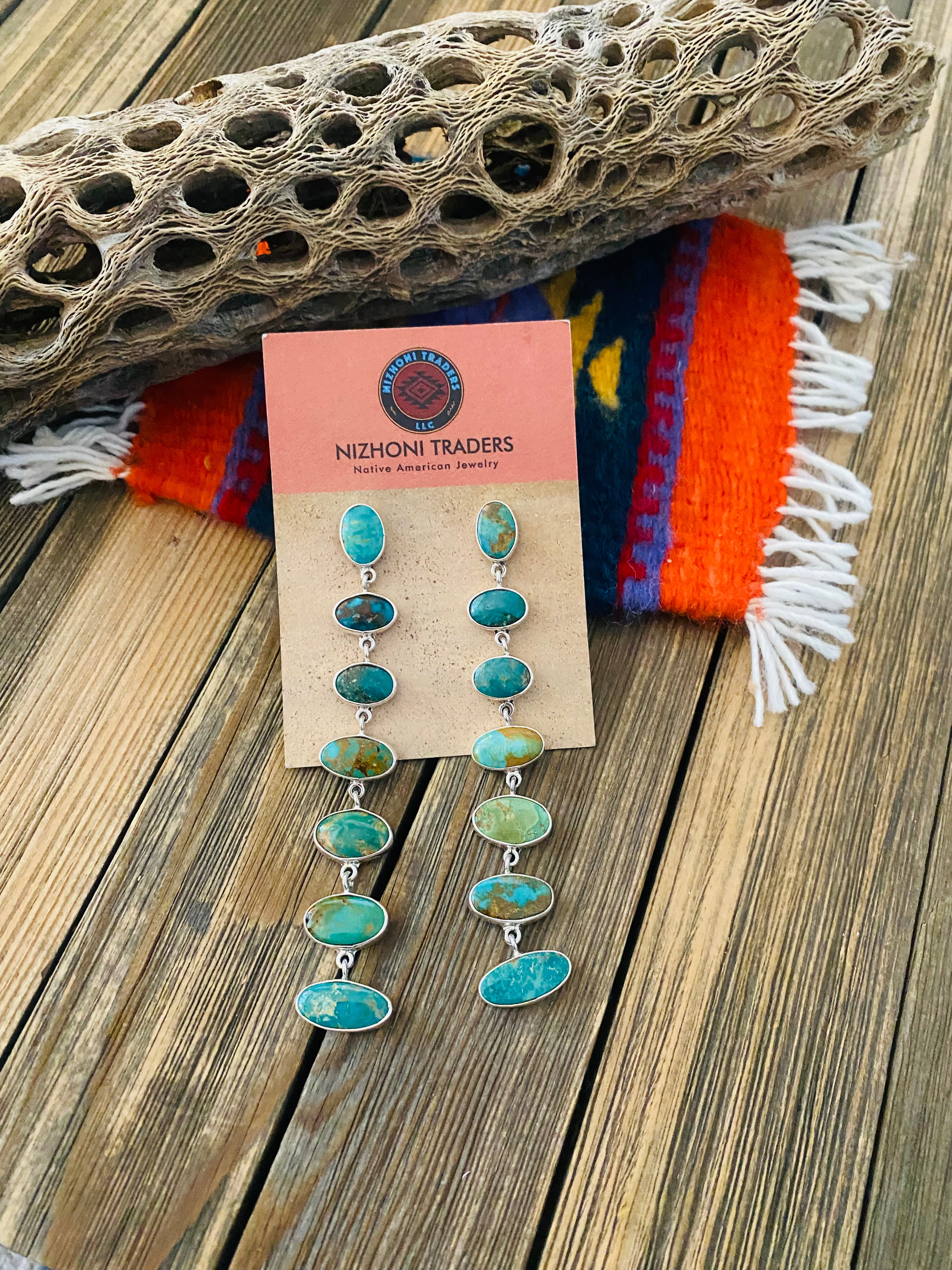 Federico Jimenez Turquoise & Sterling Silver Dangle Earrings