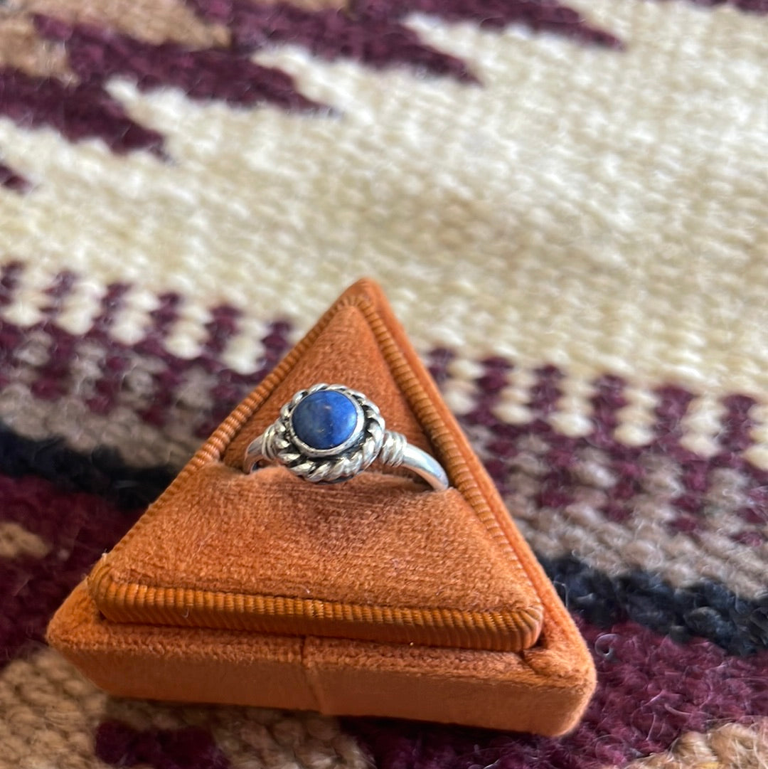 Navajo Lapis & Sterling Silver Twist Ring