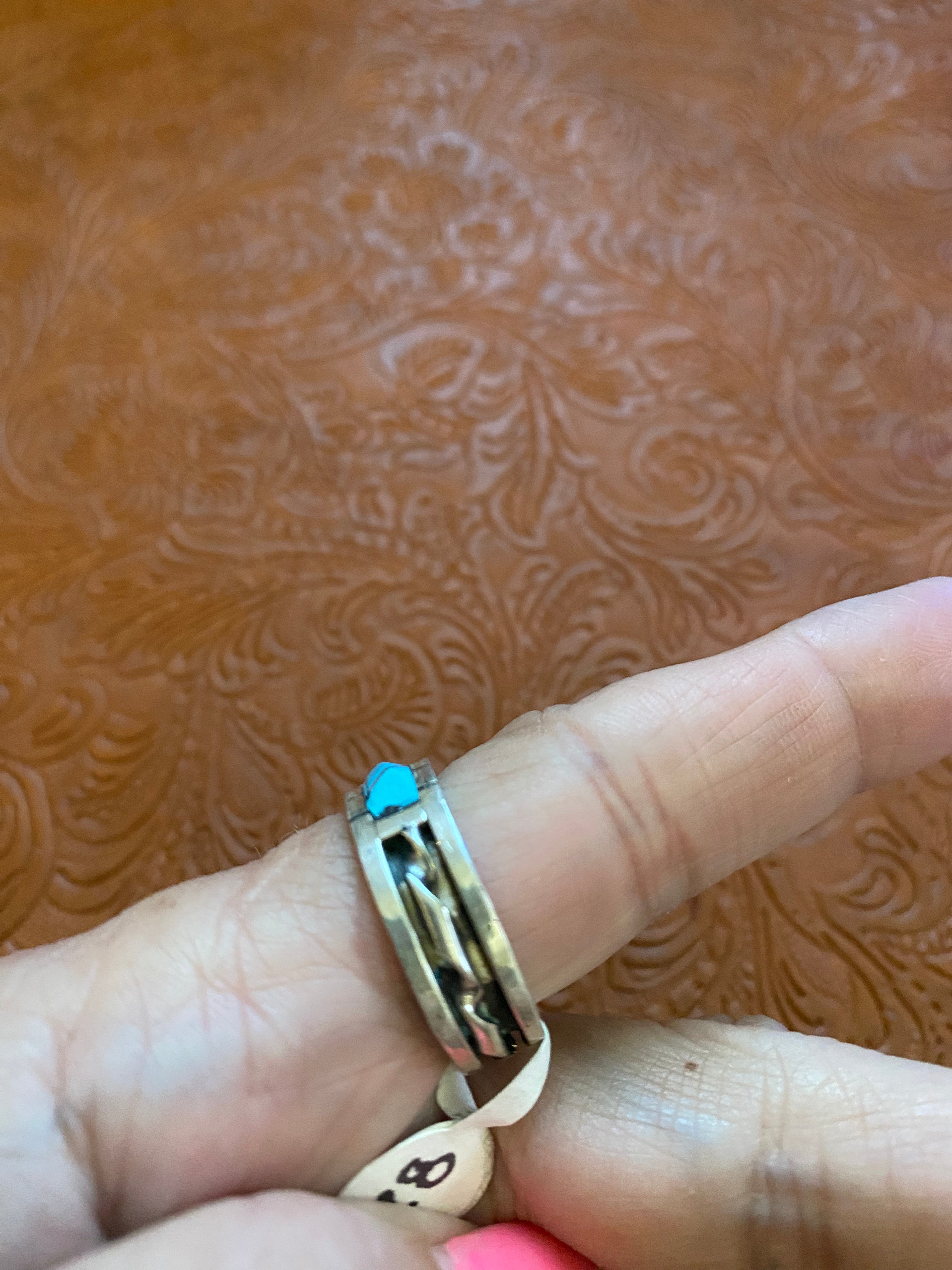 Zuni Sterling Silver & Turquoise Wedding Inlay Band