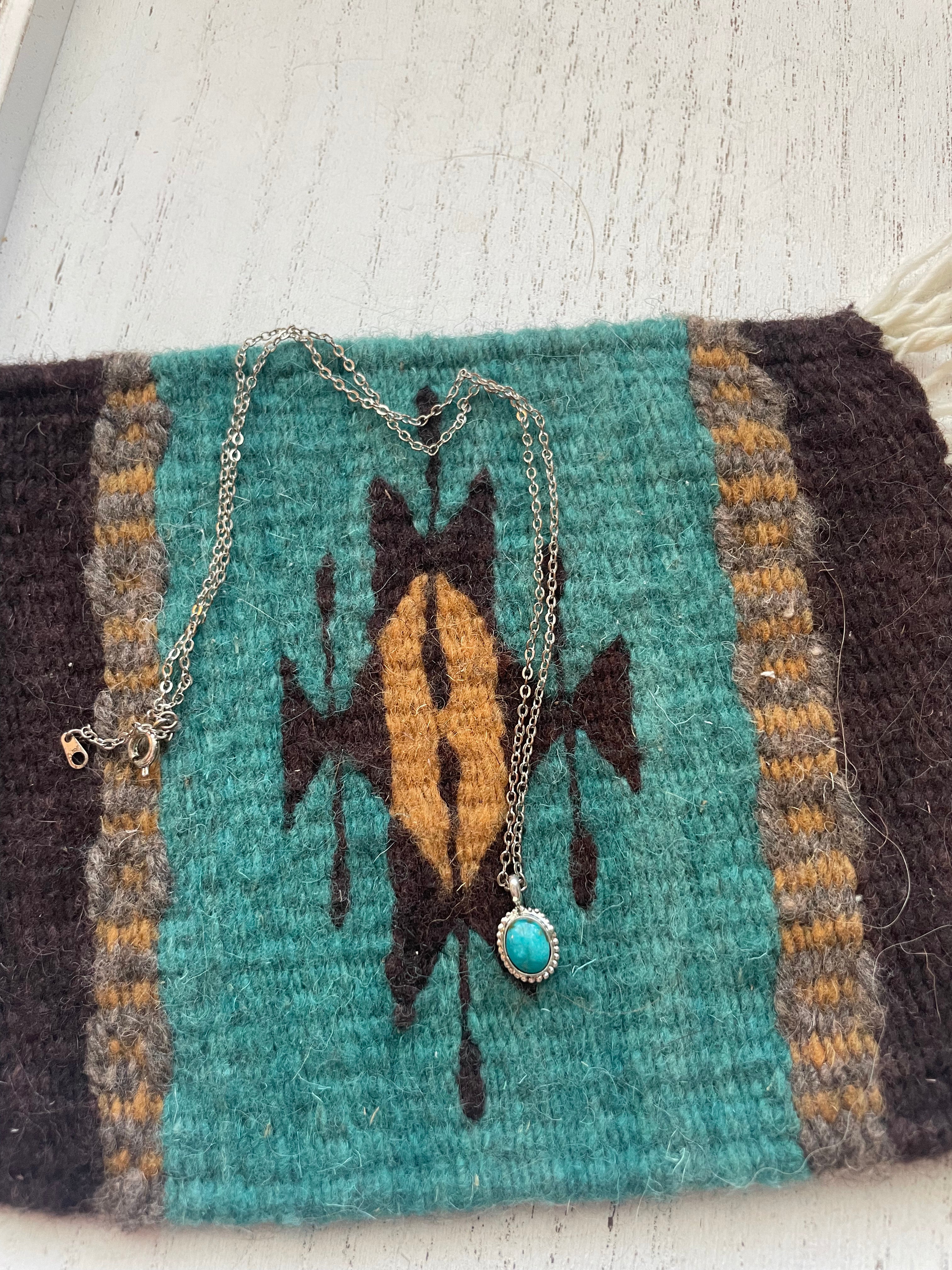 Navajo Sterling Silver Turquoise Mini Pendant