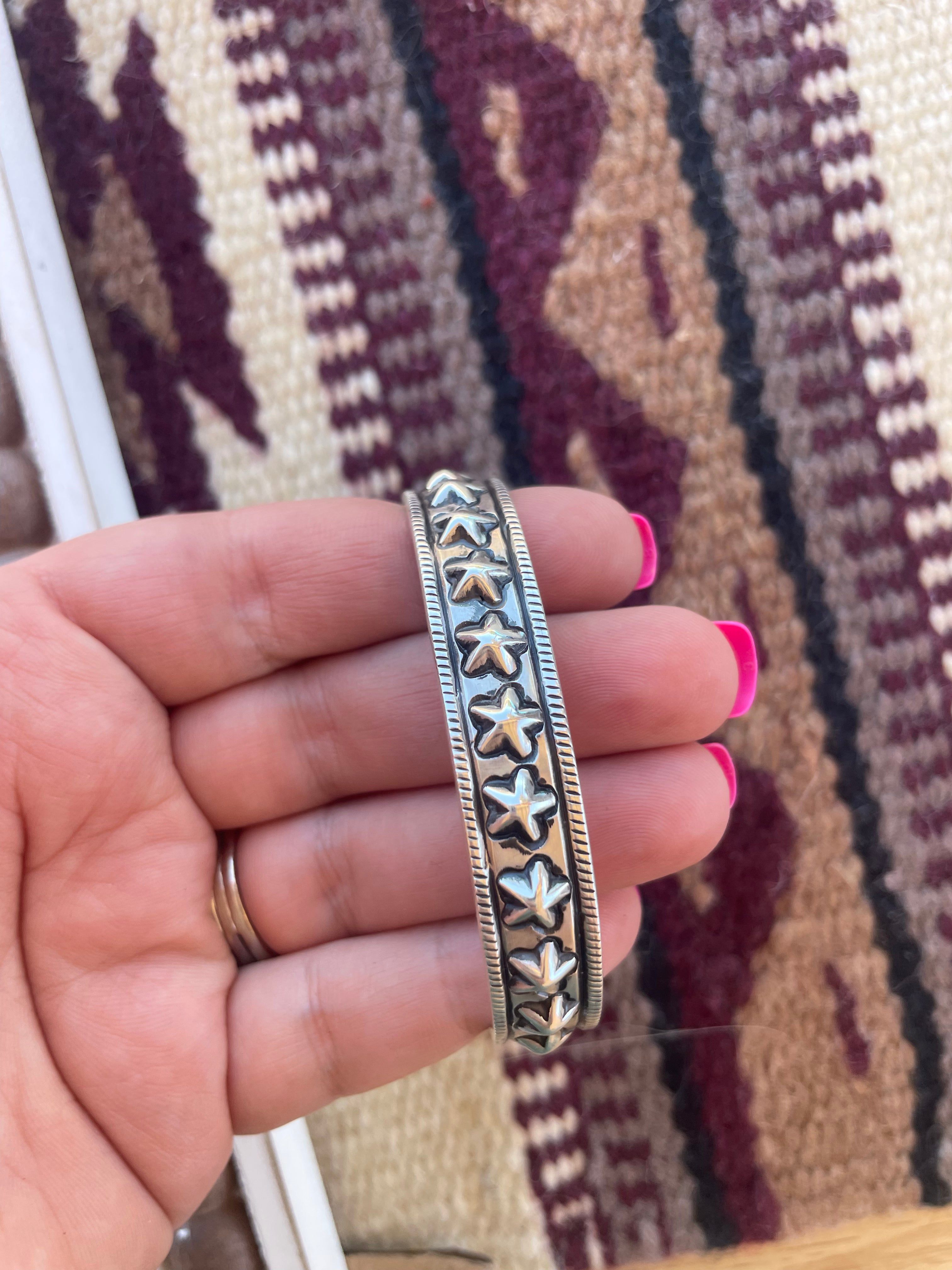 “The Star Cuff” Navajo Sterling Silver Adjustable Star Cuff Bracelet