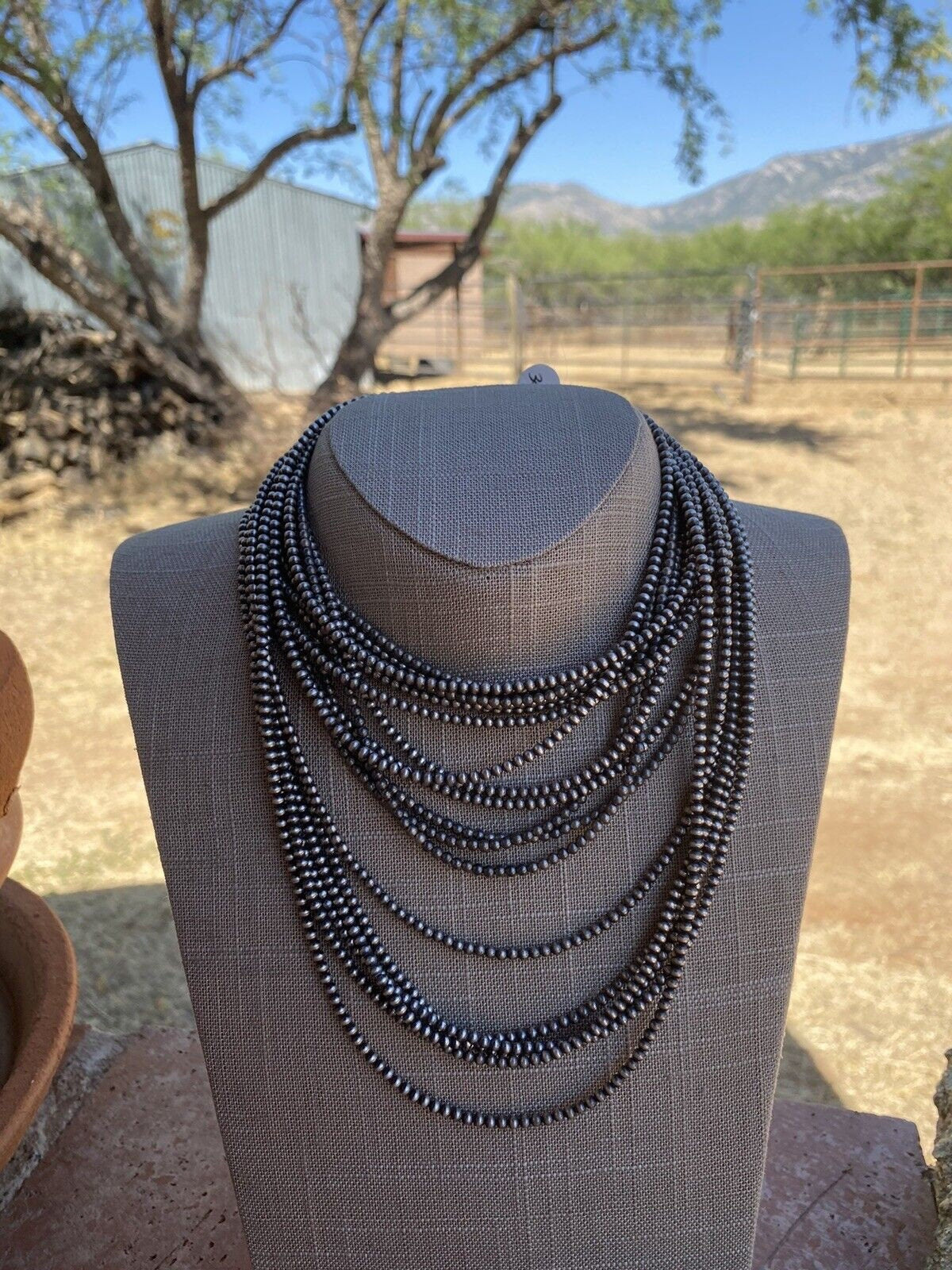 3mm Sterling Silver Navajo Pearl Style Beaded Necklace Nizhoni