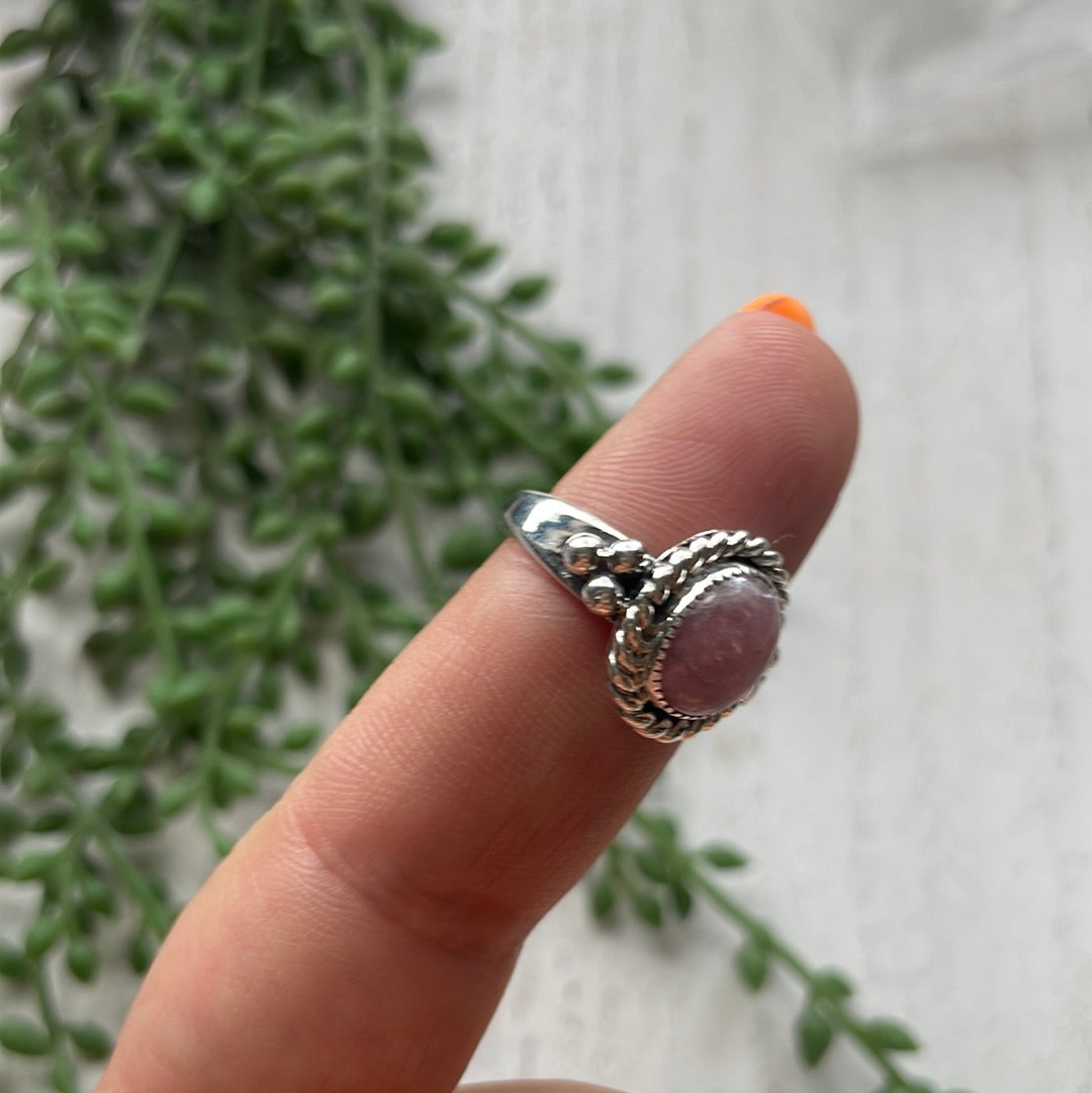 Navajo Sterling Silver & Rhodochrosite Round Ring