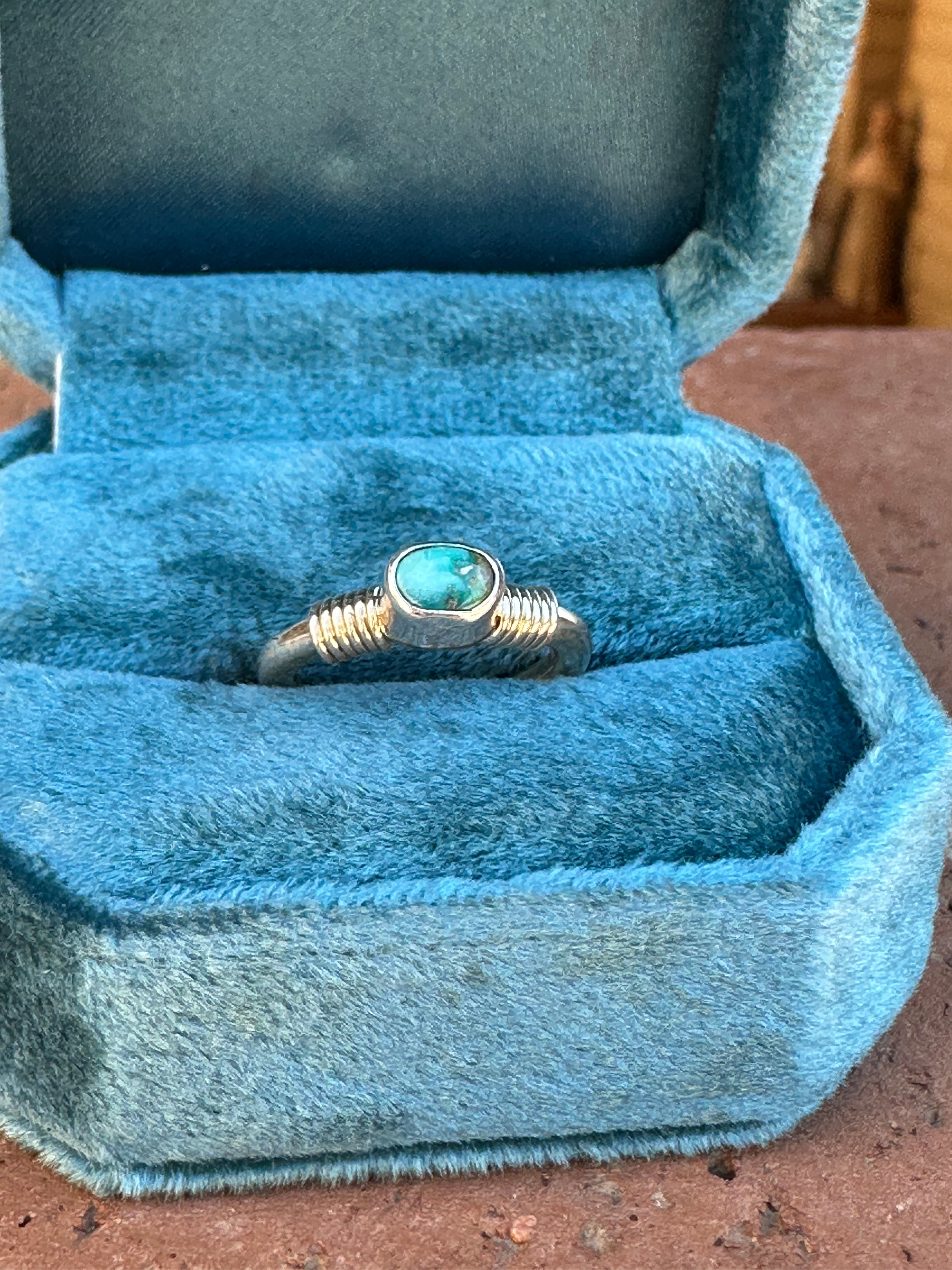 Navajo Kingman Turquoise & Sterling Silver Dot Rings