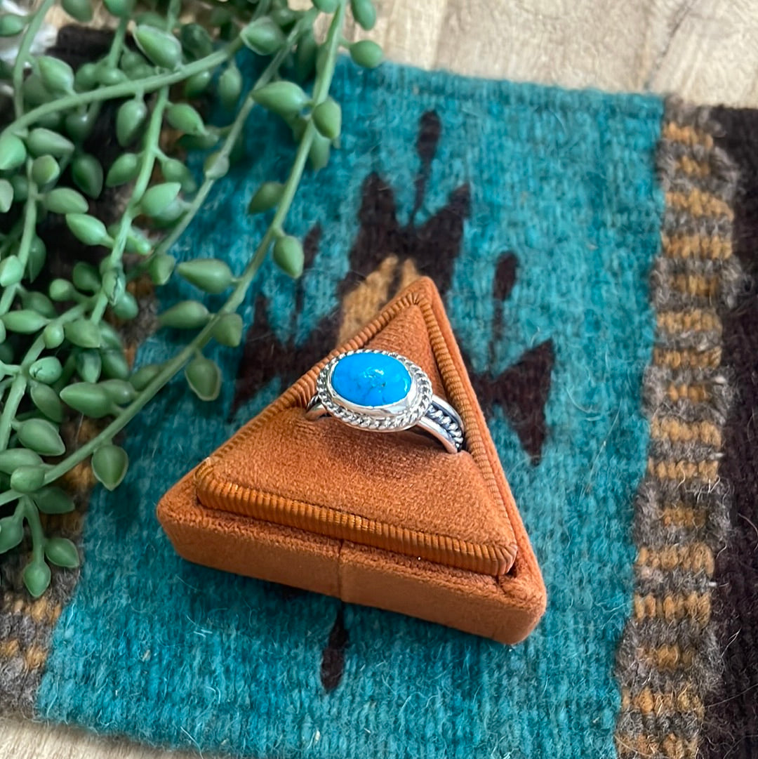 “The Mili” Navajo Sterling Silver Single Stone Turquoise Ring