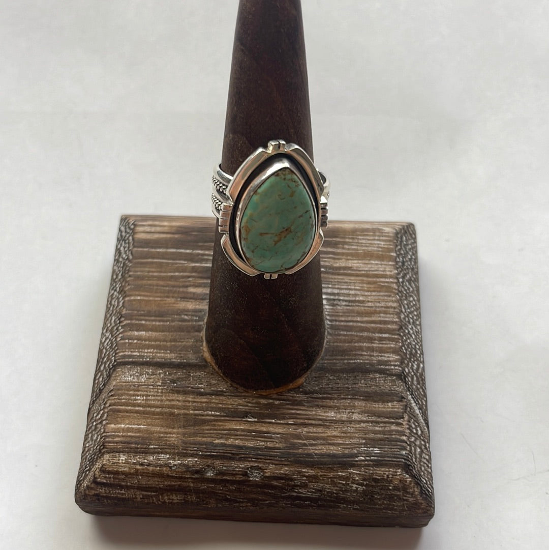 Navajo Large Single Stone Royston Turquoise Sterling Silver Ring