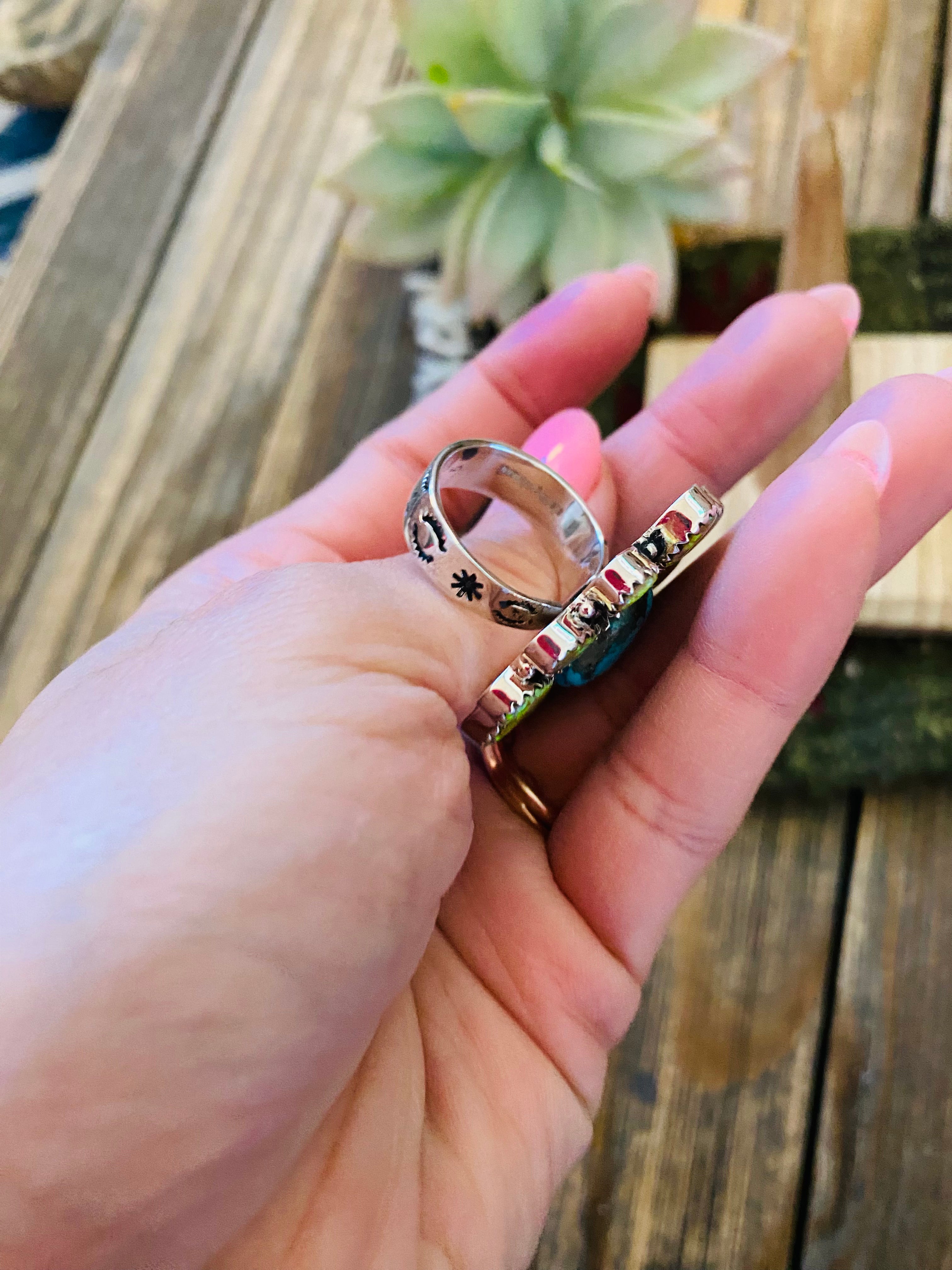 Handmade Sterling Silver, Turquoise & Opal Adjustable Ring