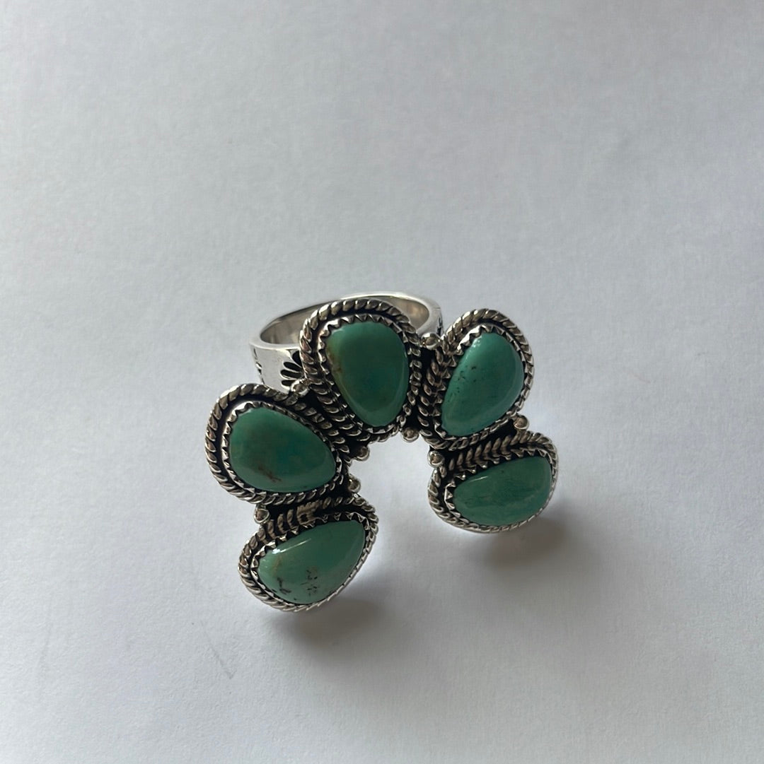 Handmade Sterling Silver & Turquoise Naja Adjustable Ring Signed Nizhoni