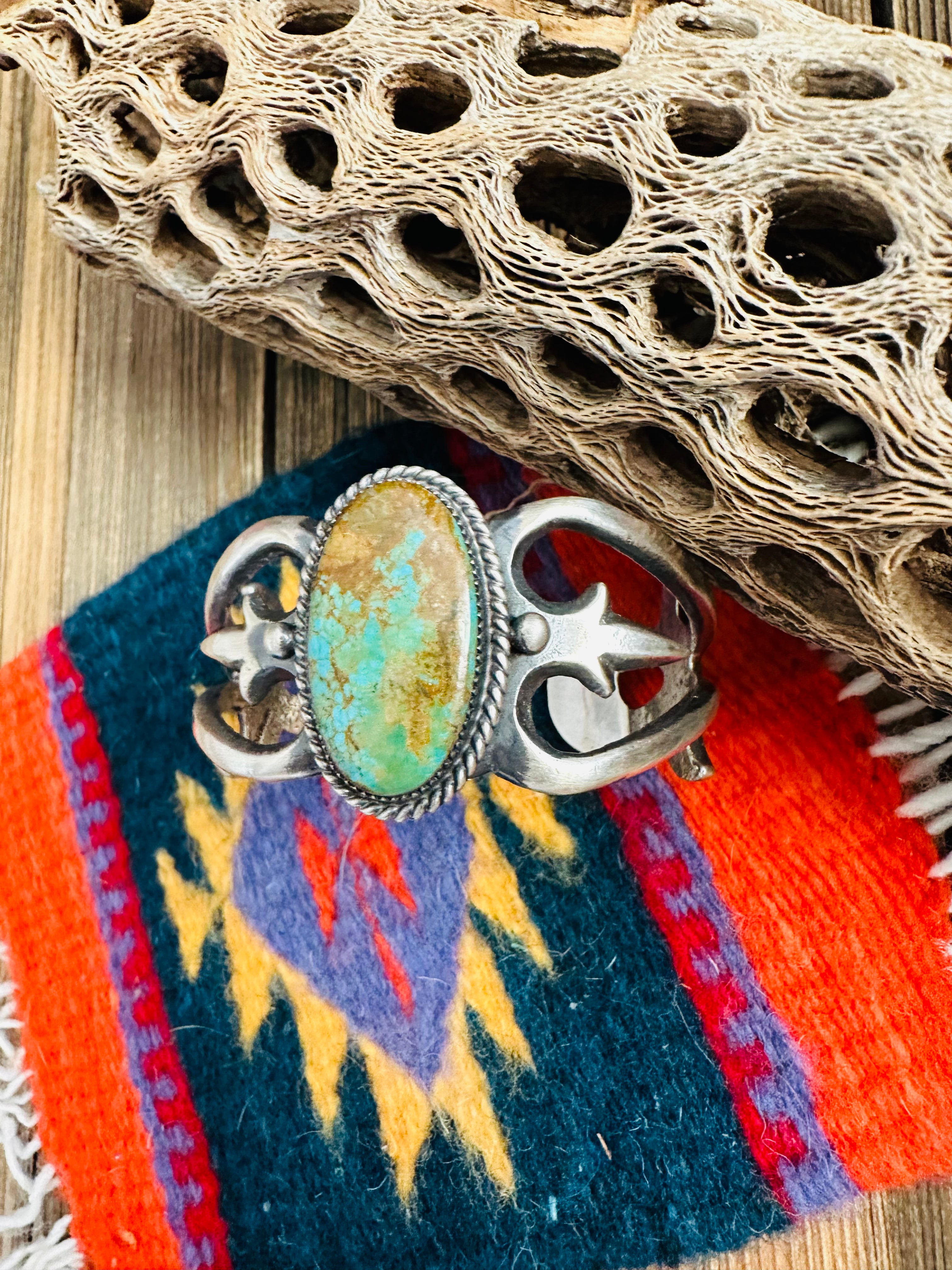 Navajo Old Pawn Royston Turquoise & Sterling Silver Cuff Bracelet