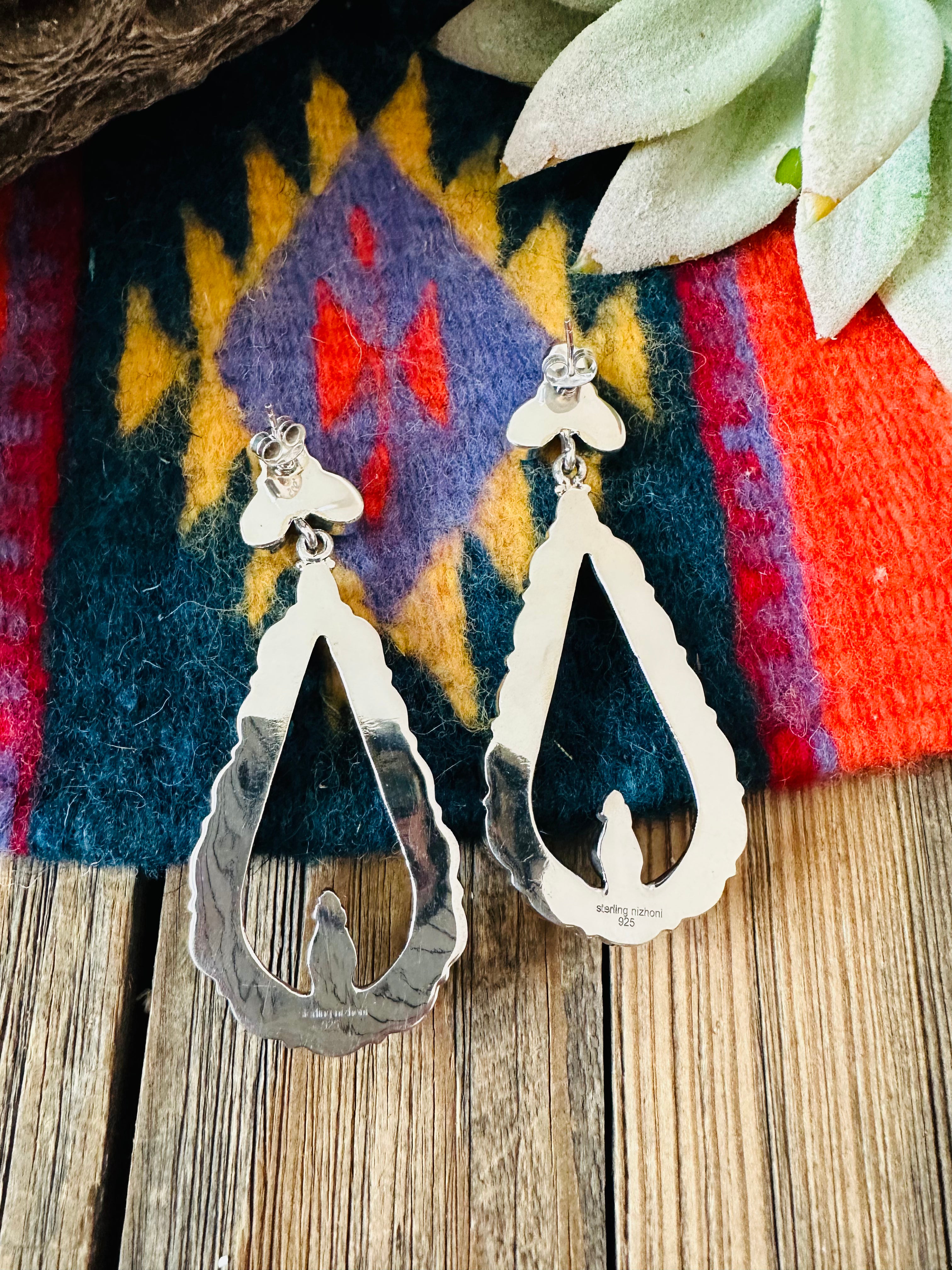 Handmade Mother of Pearl and Silver Silver Dangle Earrings