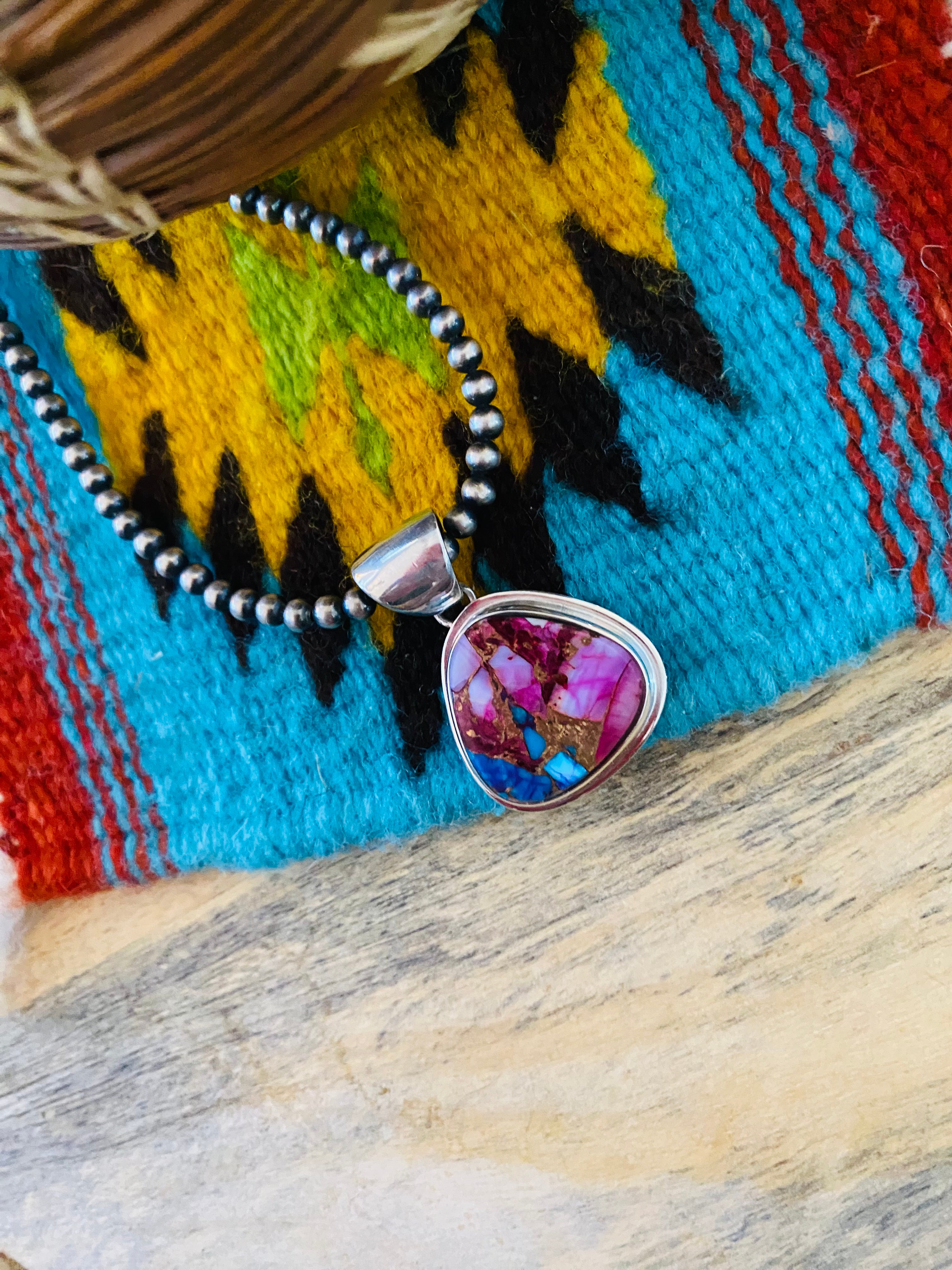 Navajo Sterling Silver & Pink Dream Pendant