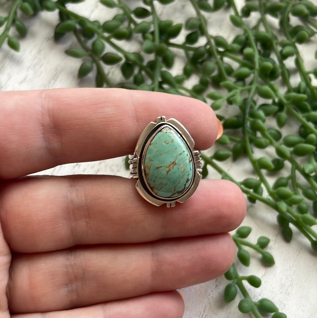 Navajo Large Single Stone Royston Turquoise Sterling Silver Ring