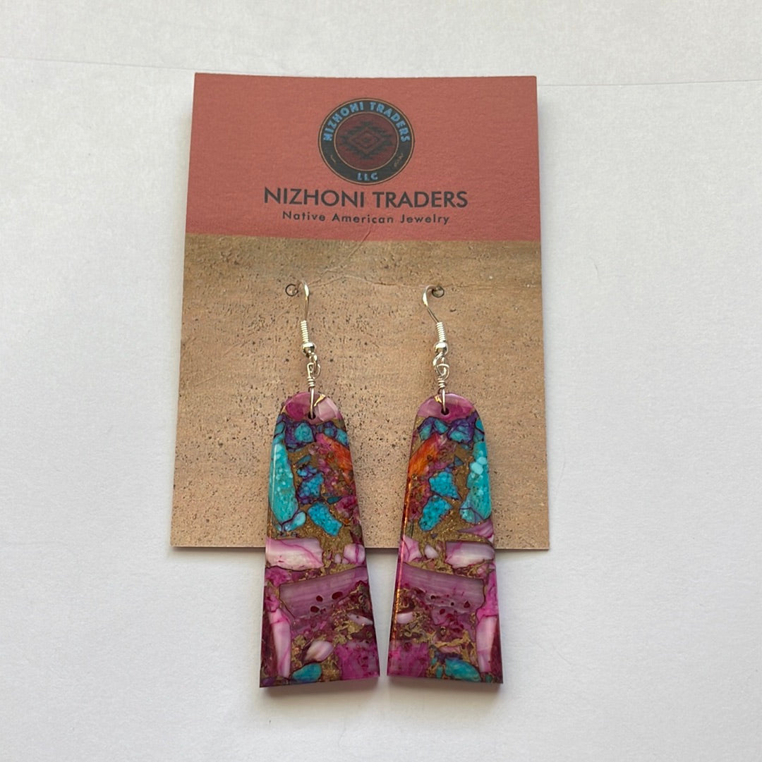 Navajo Sterling Silver & Purple Dream Slab Dangle Earrings