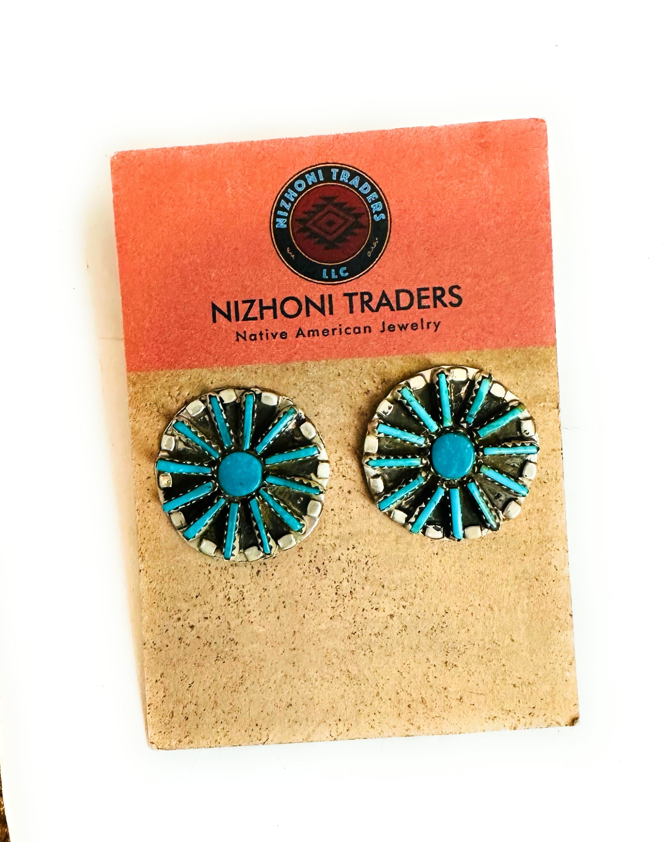 Zuni Sterling Silver & Turquoise Needlepoint Cluster Earrings