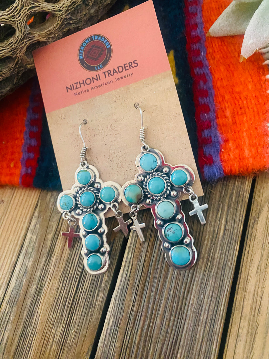 Turquoise cross earrings deals