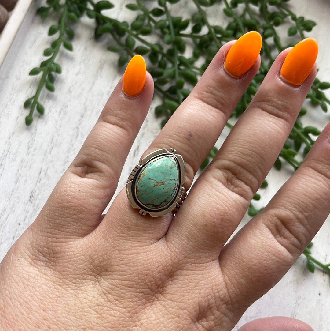 Navajo Large Single Stone Royston Turquoise Sterling Silver Ring