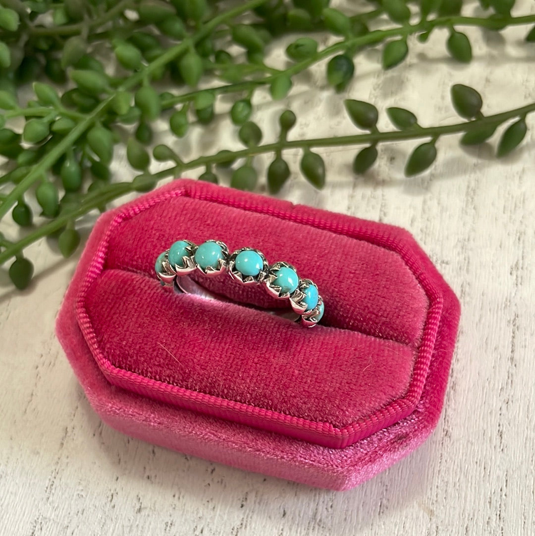 Natural Kingman Turquoise & Sterling Silver Mini Eternity Band