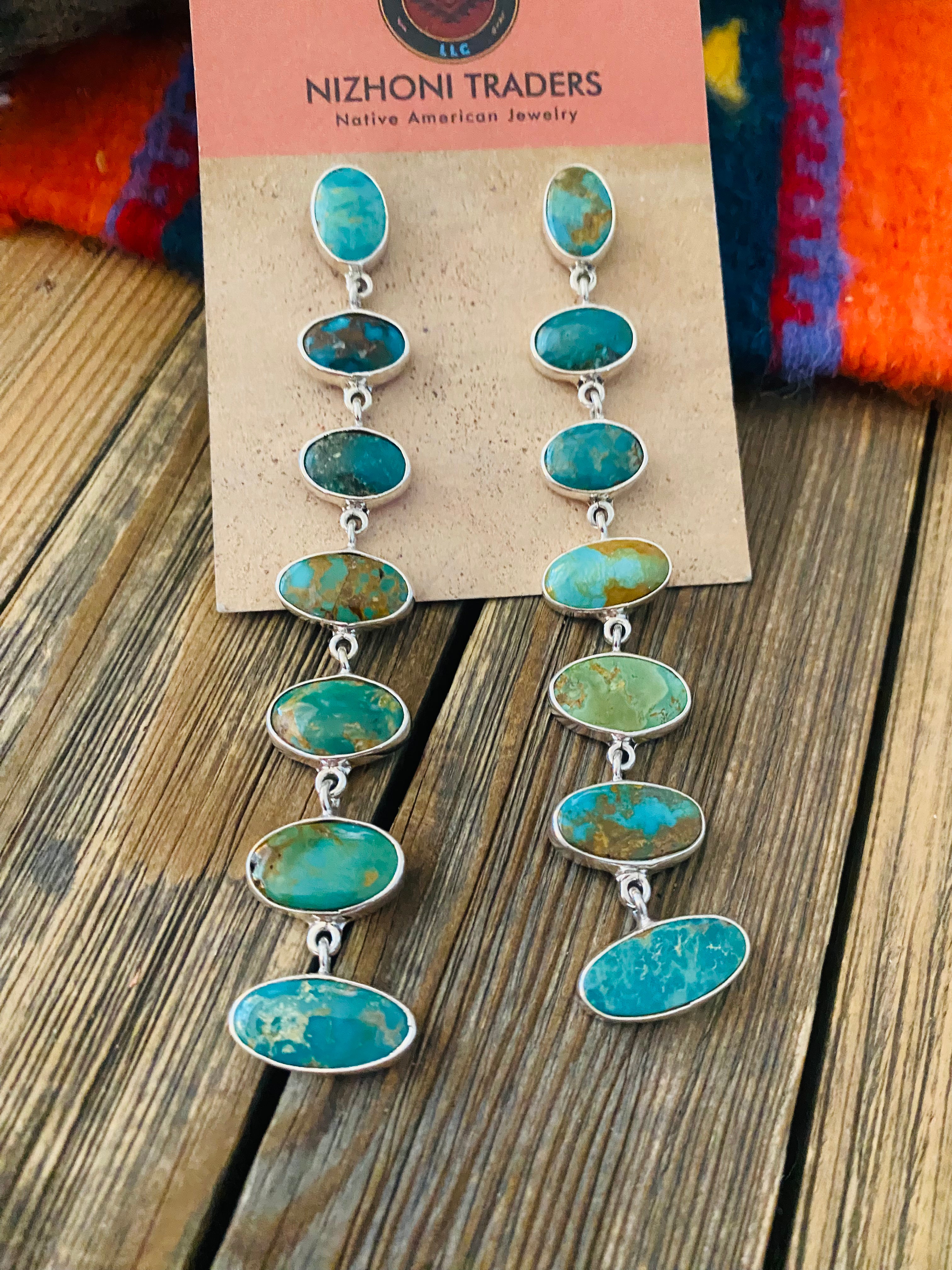 Federico Jimenez Turquoise & Sterling Silver Dangle Earrings