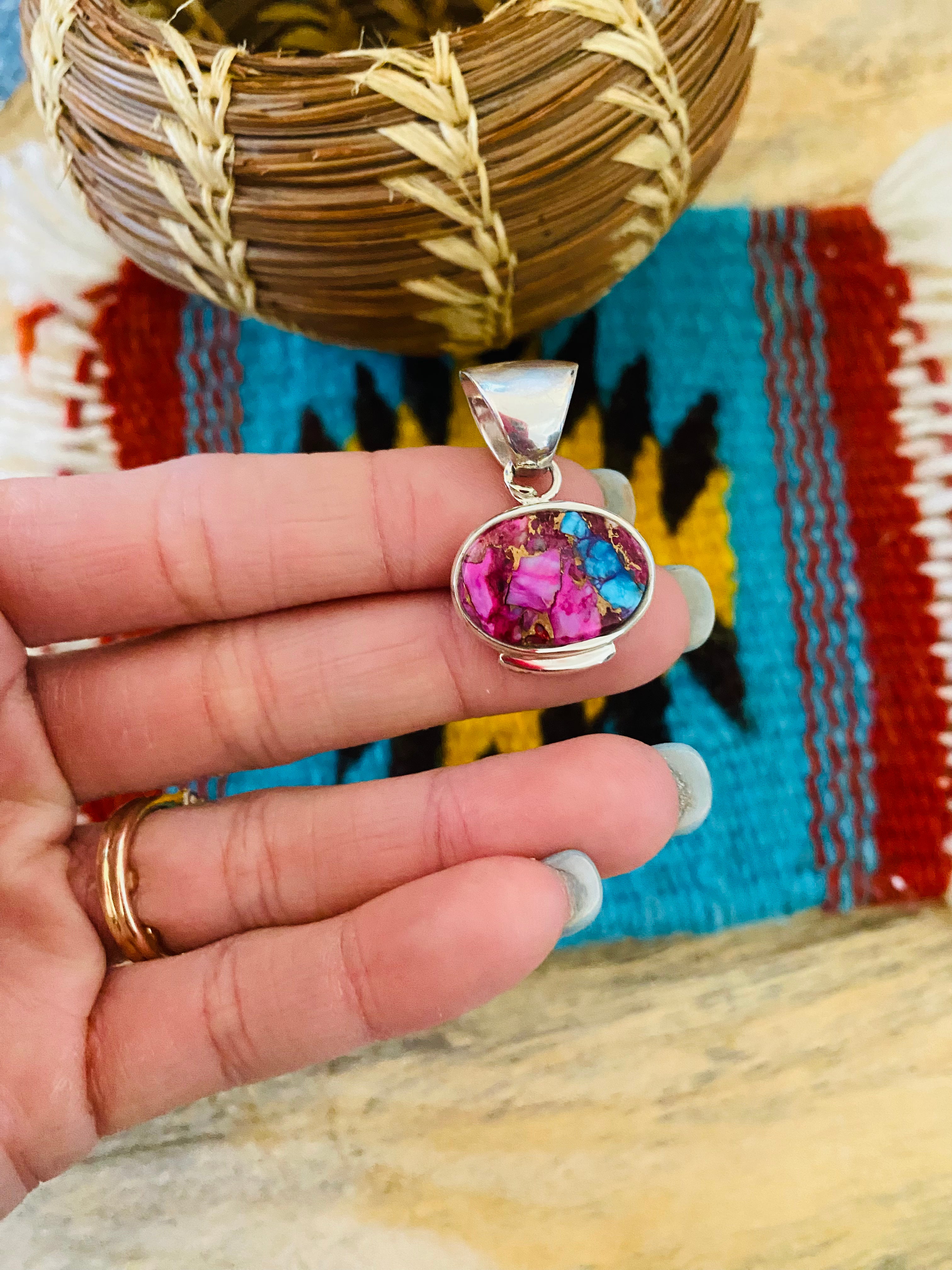 Navajo Sterling Silver & Pink Dream Pendant