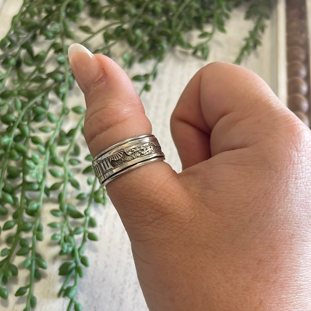 Navajo Handmade Sterling Silver Band Ring Signed