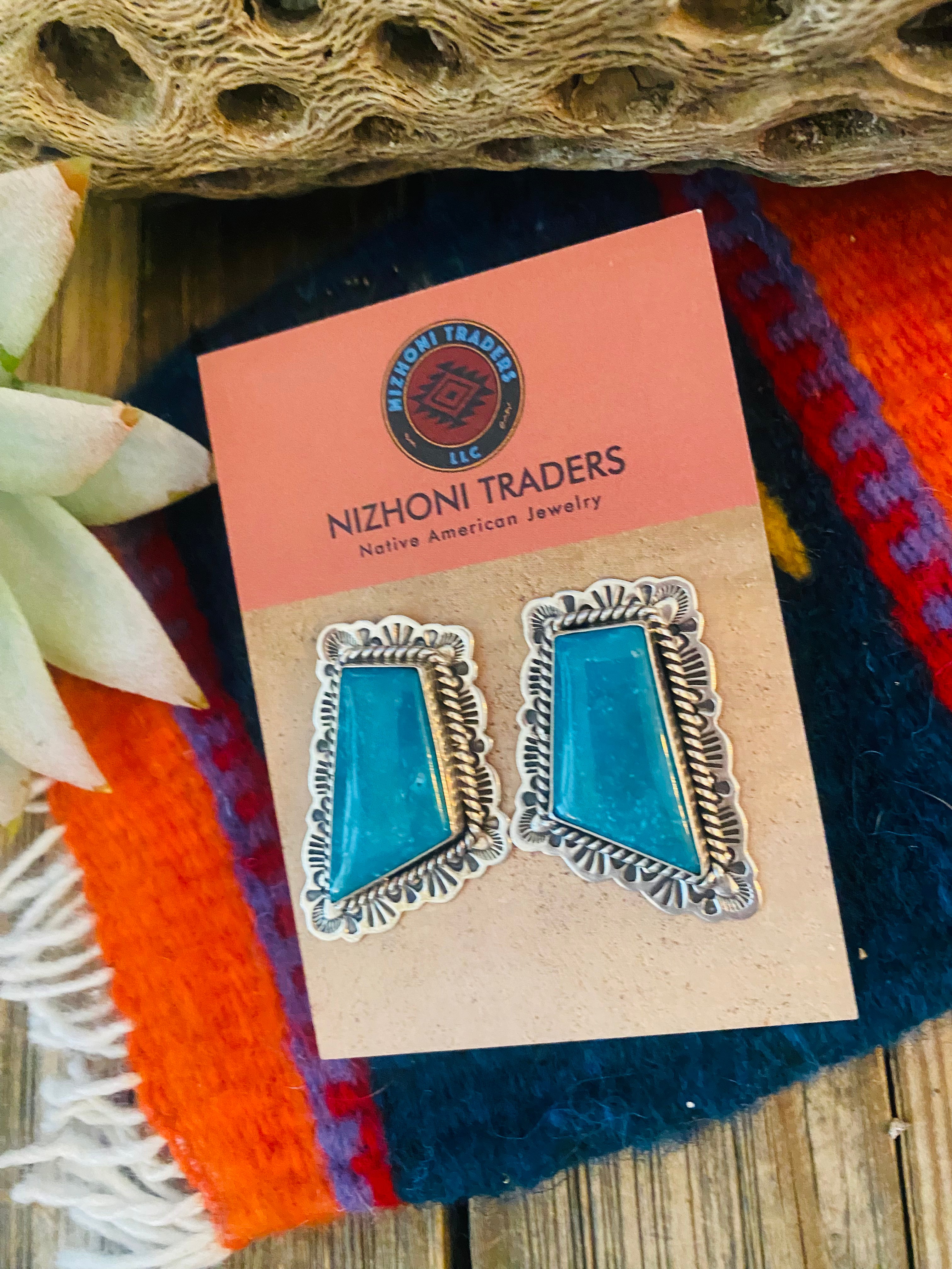 Navajo Sterling Silver & Turquoise Post Earrings