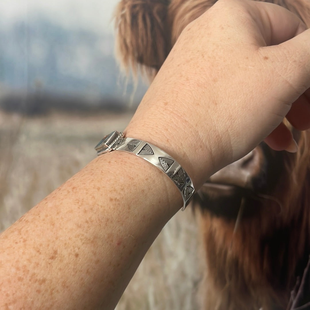 Handmade Sterling Silver & Blue Dream Adjustable Cuff Bracelet