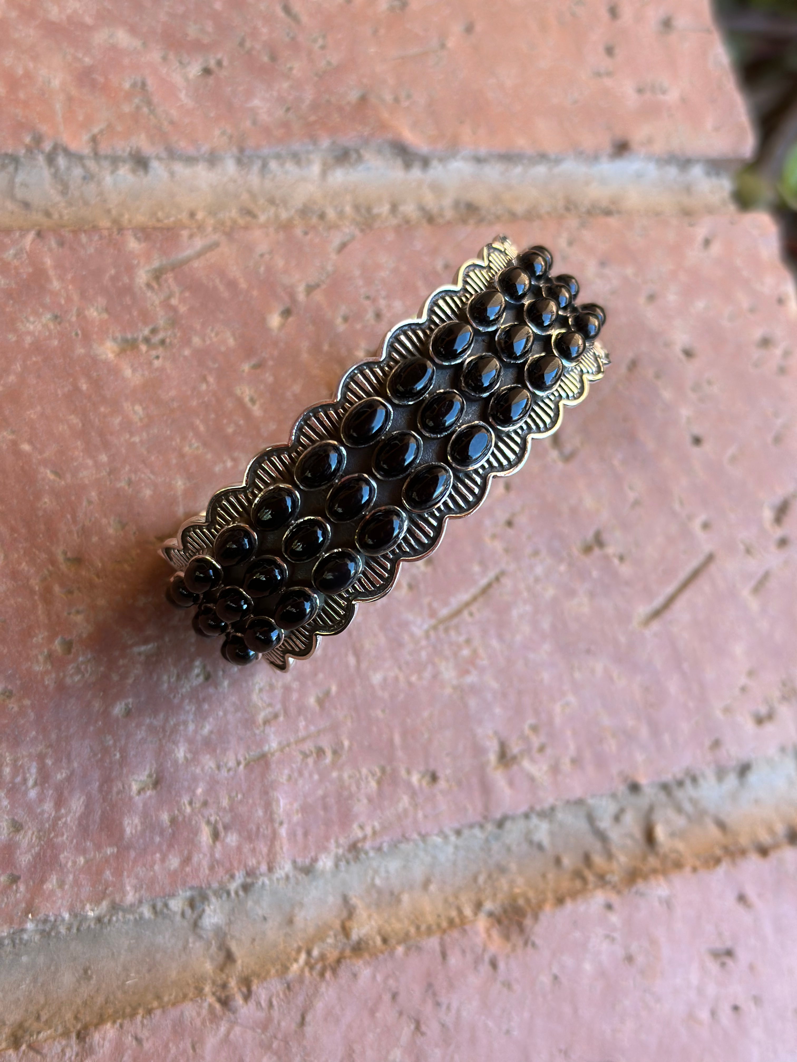 Handmade Black Onyx  Sterling Silver Taos Cuff