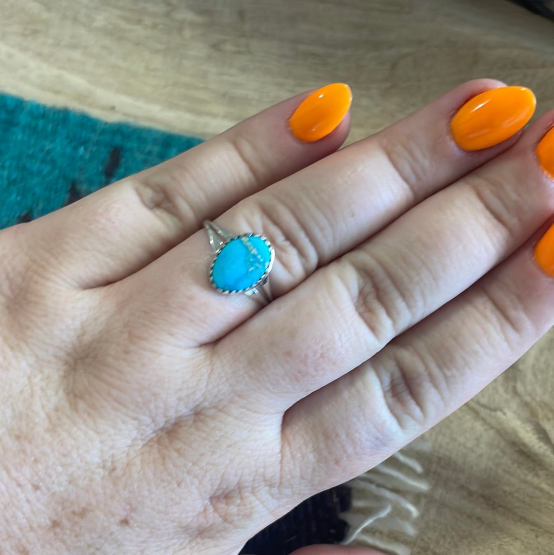 Navajo Single Stone Turquoise Sterling Silver Ring