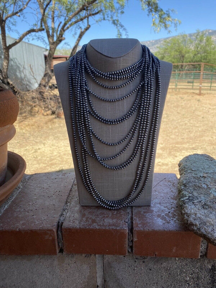5mm Sterling Silver Navajo Pearl Style Beaded Necklace – Nizhoni