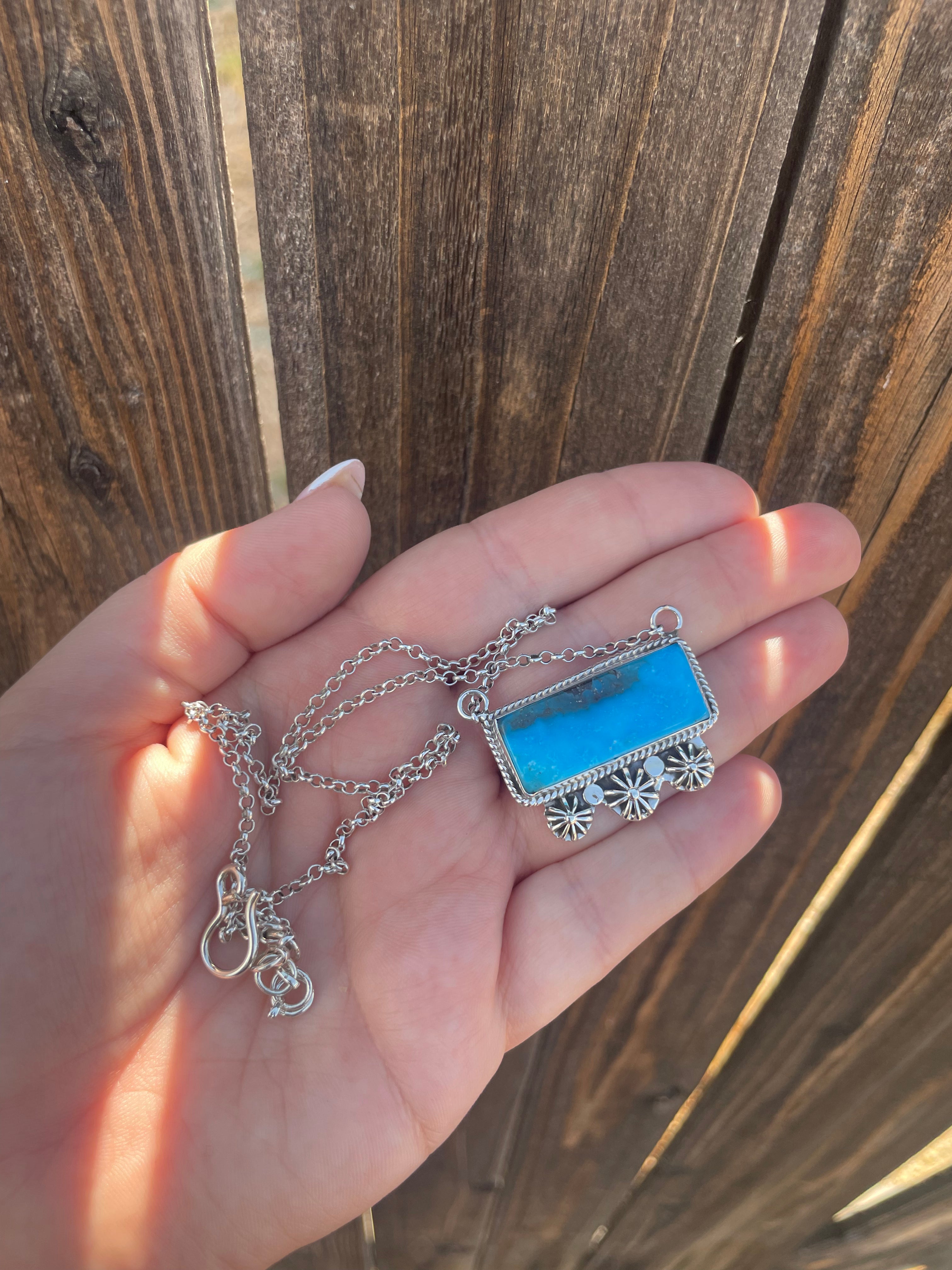 Handmade Sterling Silver Turquoise Bar Necklaces