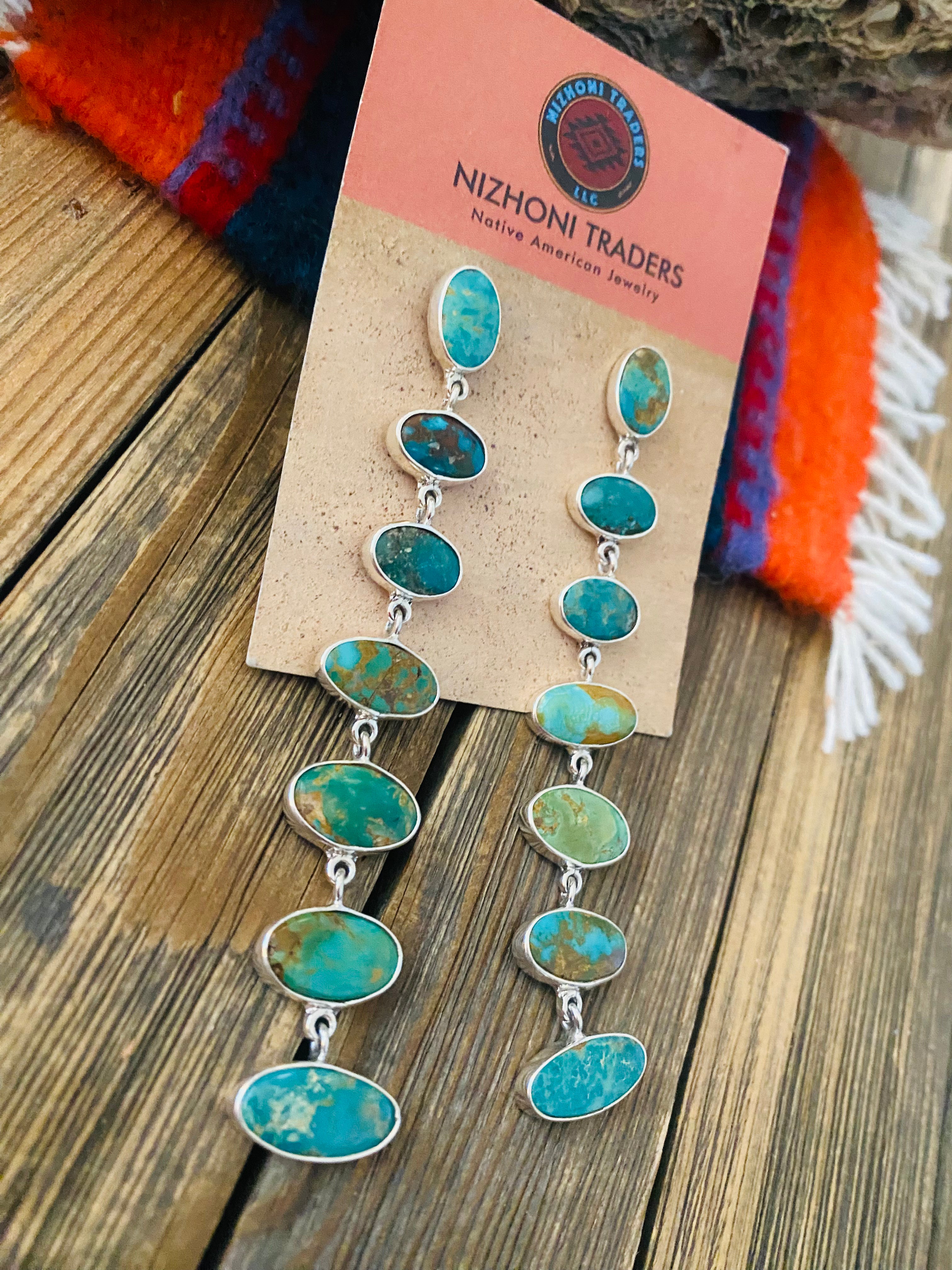 Federico Jimenez Turquoise & Sterling Silver Dangle Earrings