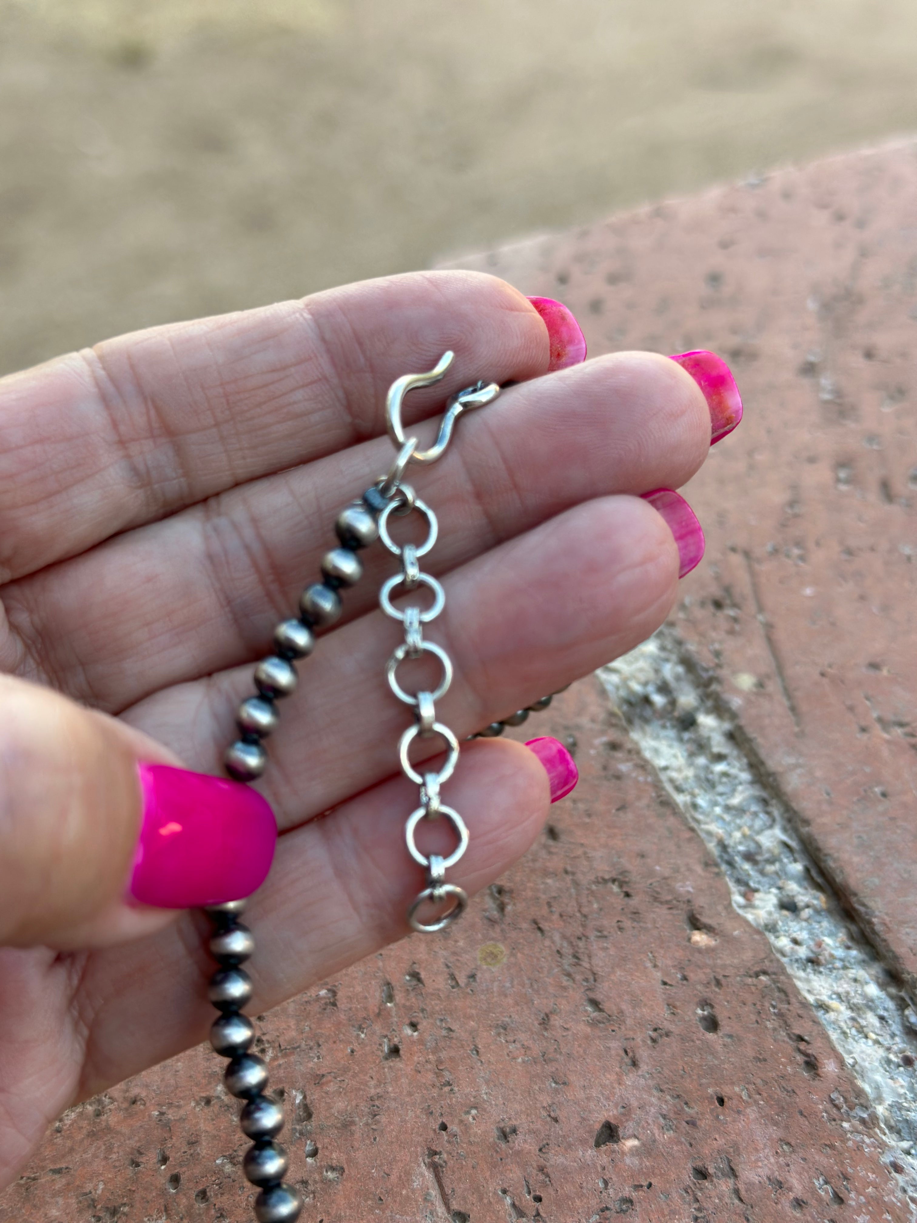 Sterling Silver & Queen Pink Conch Beaded Star Necklace