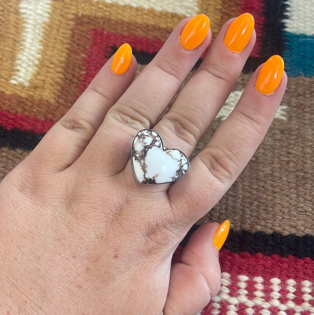 Navajo Wild Horse And Sterling Silver Heart Ring