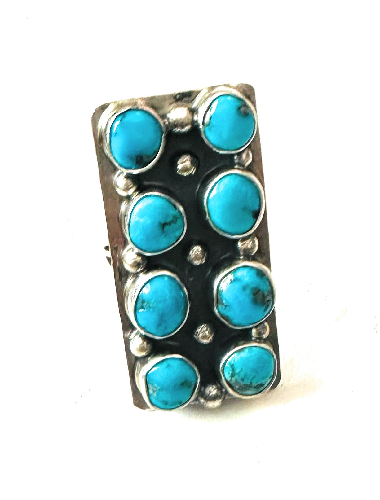 Navajo Sterling Silver & Kingman Turquoise Ring Signed