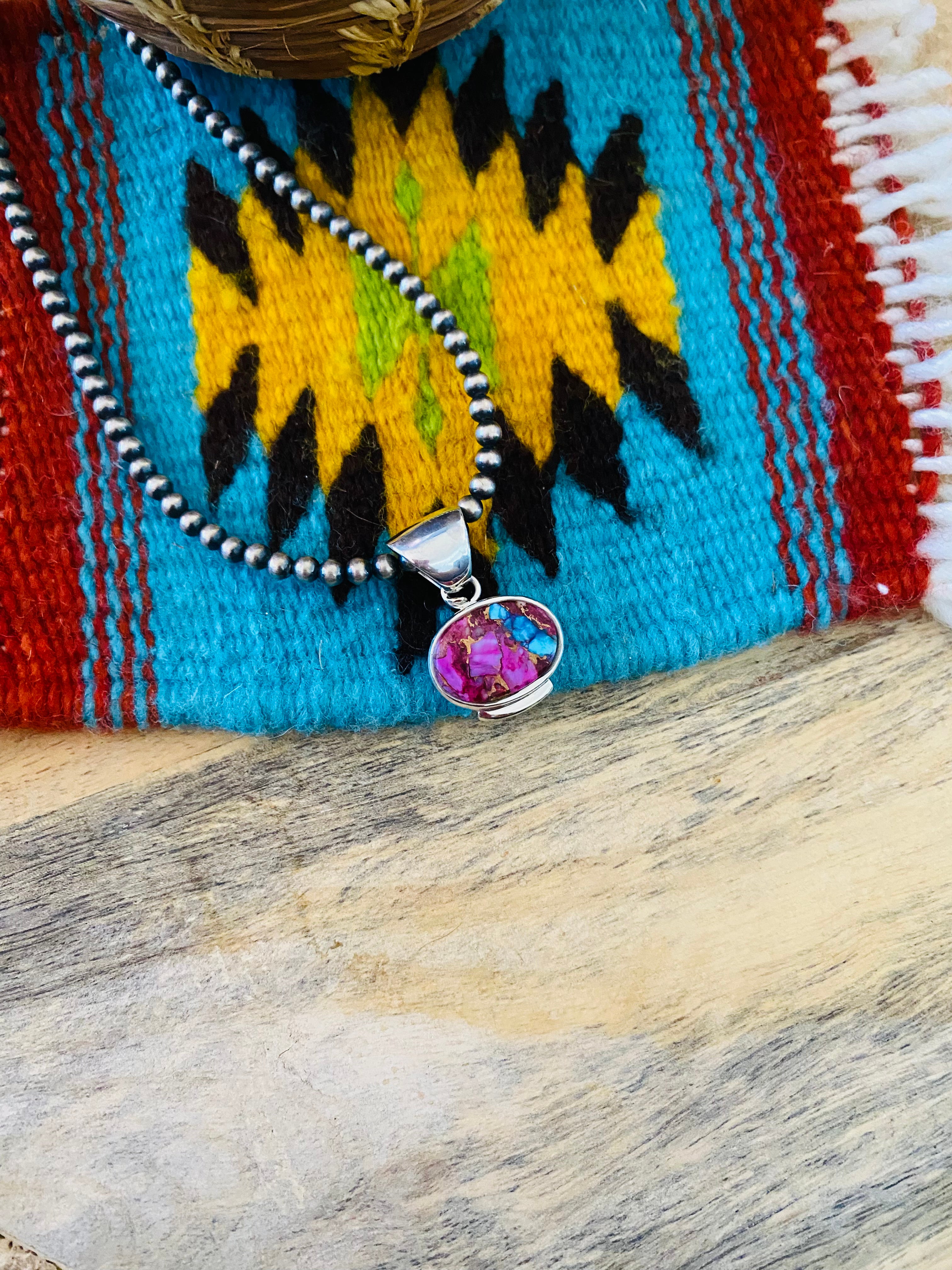 Navajo Sterling Silver & Pink Dream Pendant