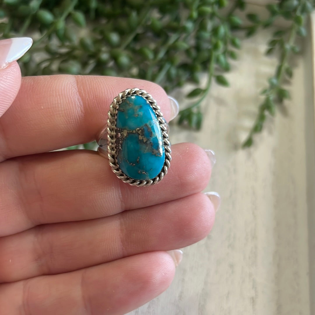 Navajo Sterling Silver Single Stone Turquoise Ring