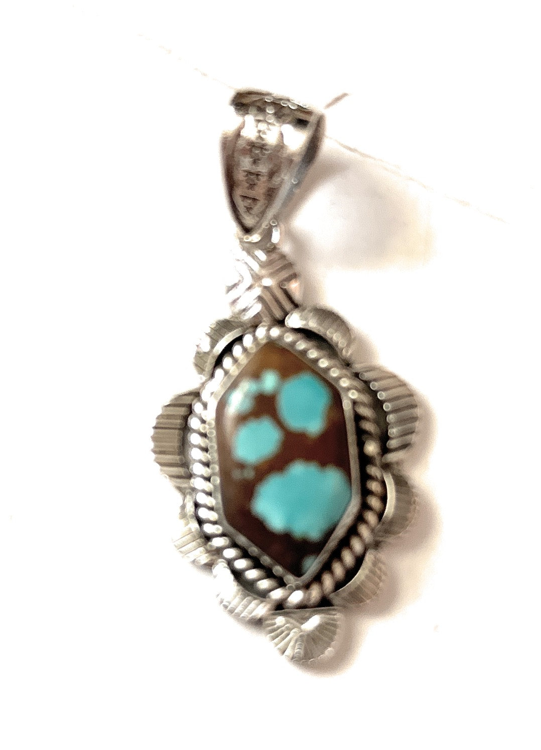 Handmade Sterling Silver & Number 8 Turquoise Pendant