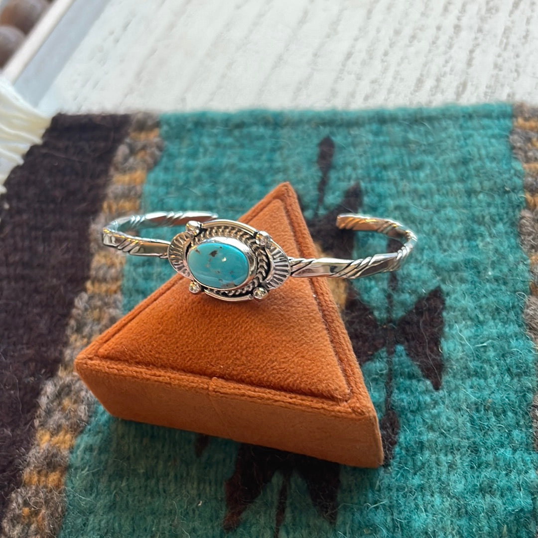 Navajo Adjustable Sterling & Turquoise Cuff Bracelet