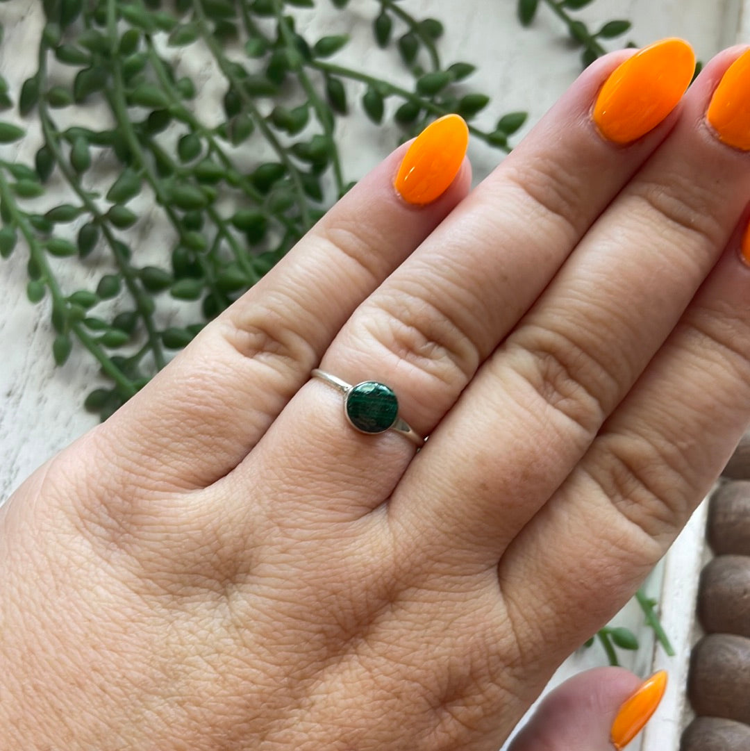 Navajo Sterling Silver & Malachite Mini Ring